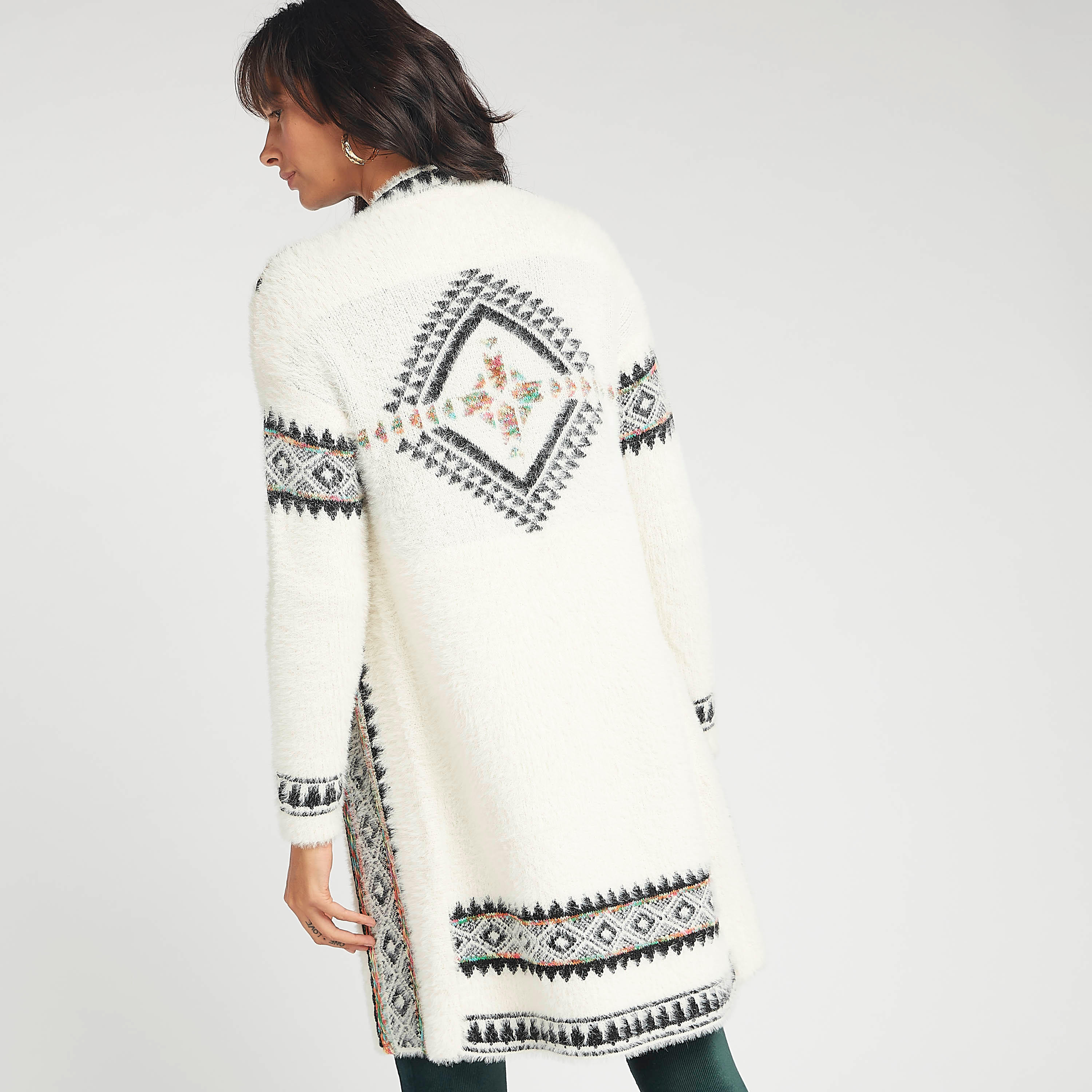 كارديجان طويل بارز الملمس بأكمام طويلة و ياقة منسدلة-women-winterwear-cardigansandjumpers-cardigans-image-5