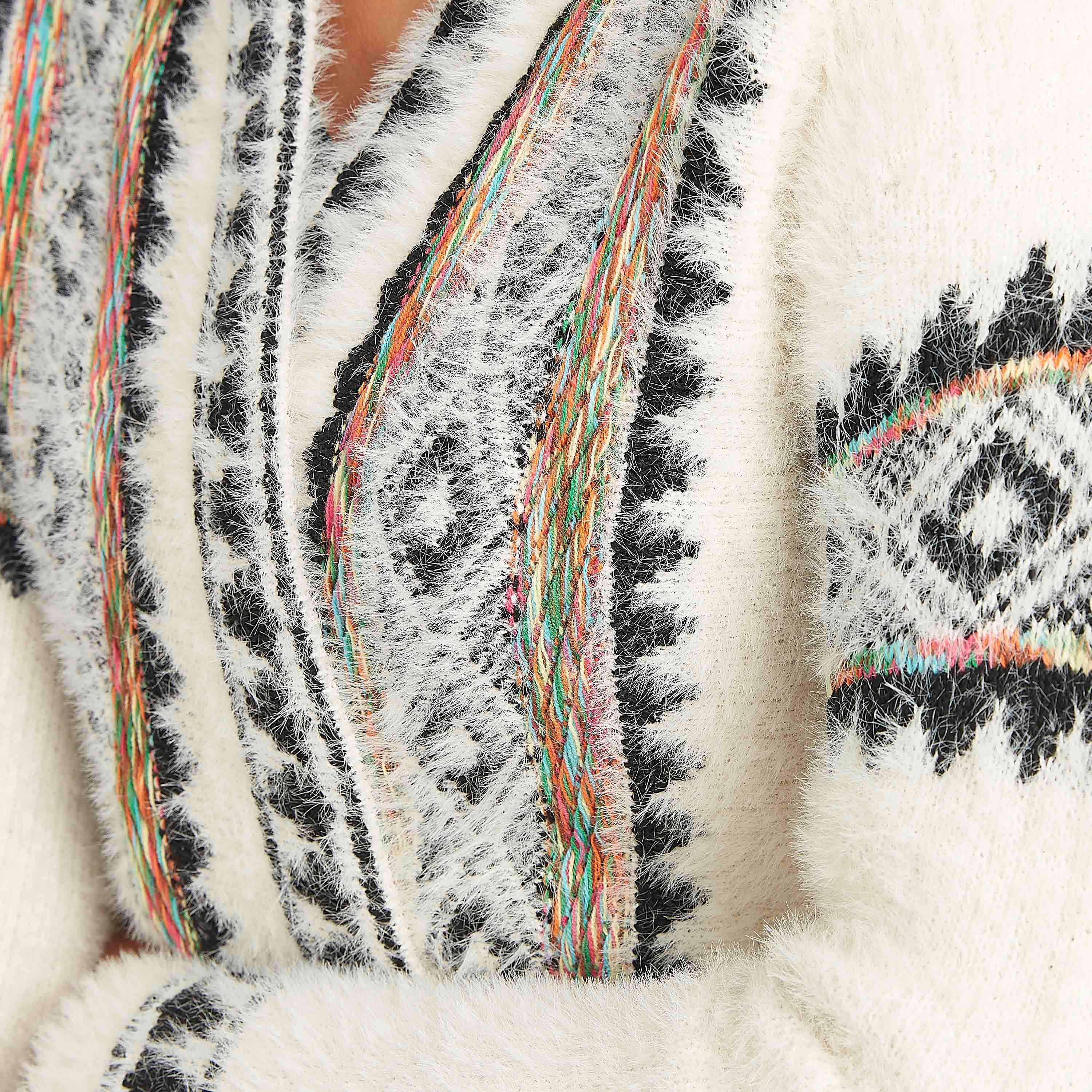 كارديجان طويل بارز الملمس بأكمام طويلة و ياقة منسدلة-women-winterwear-cardigansandjumpers-cardigans-image-7