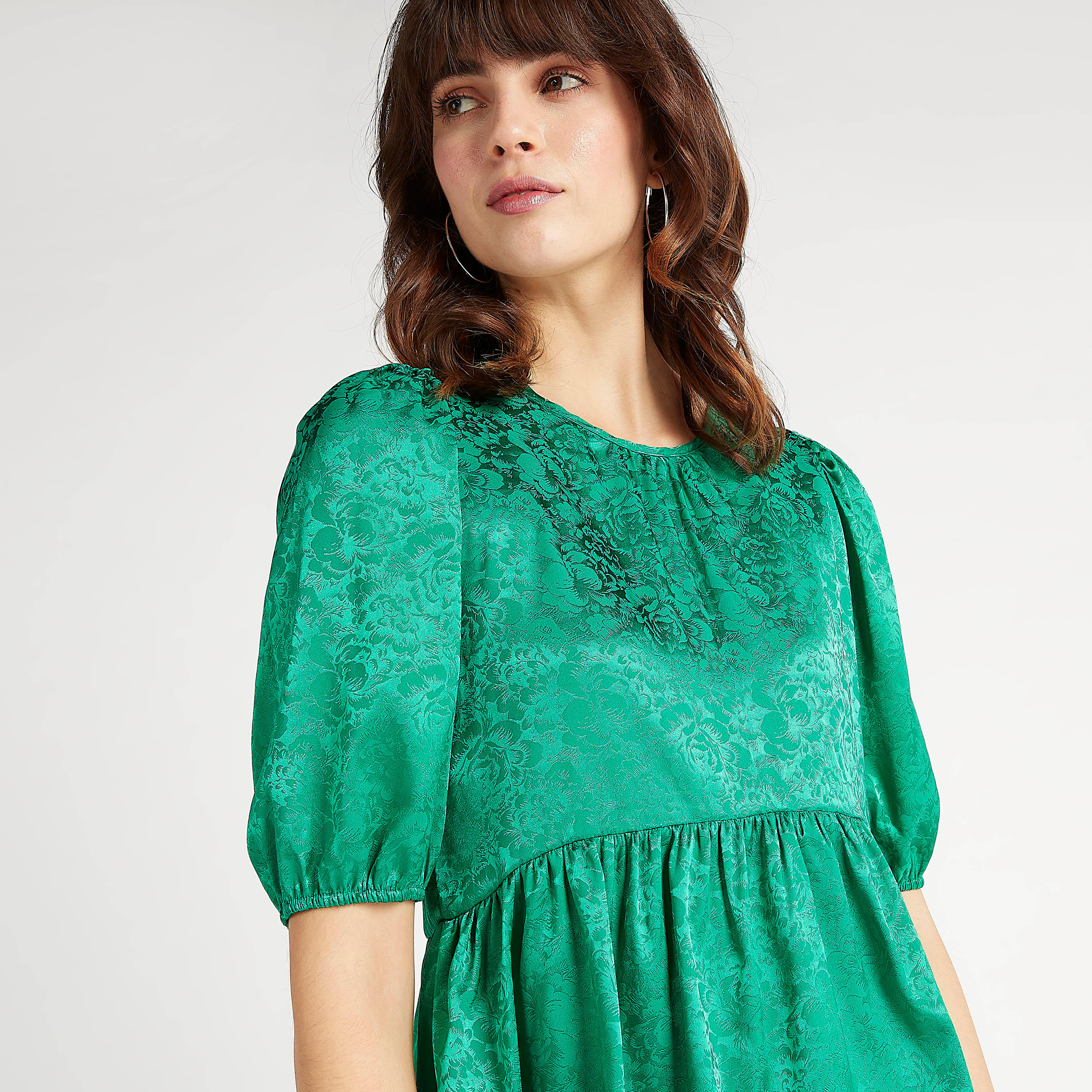 2Xtremz Textured Peplum Top with Short Sleeves and Round Neck-women-clothing-shirtsandblouses-blouses-image-3