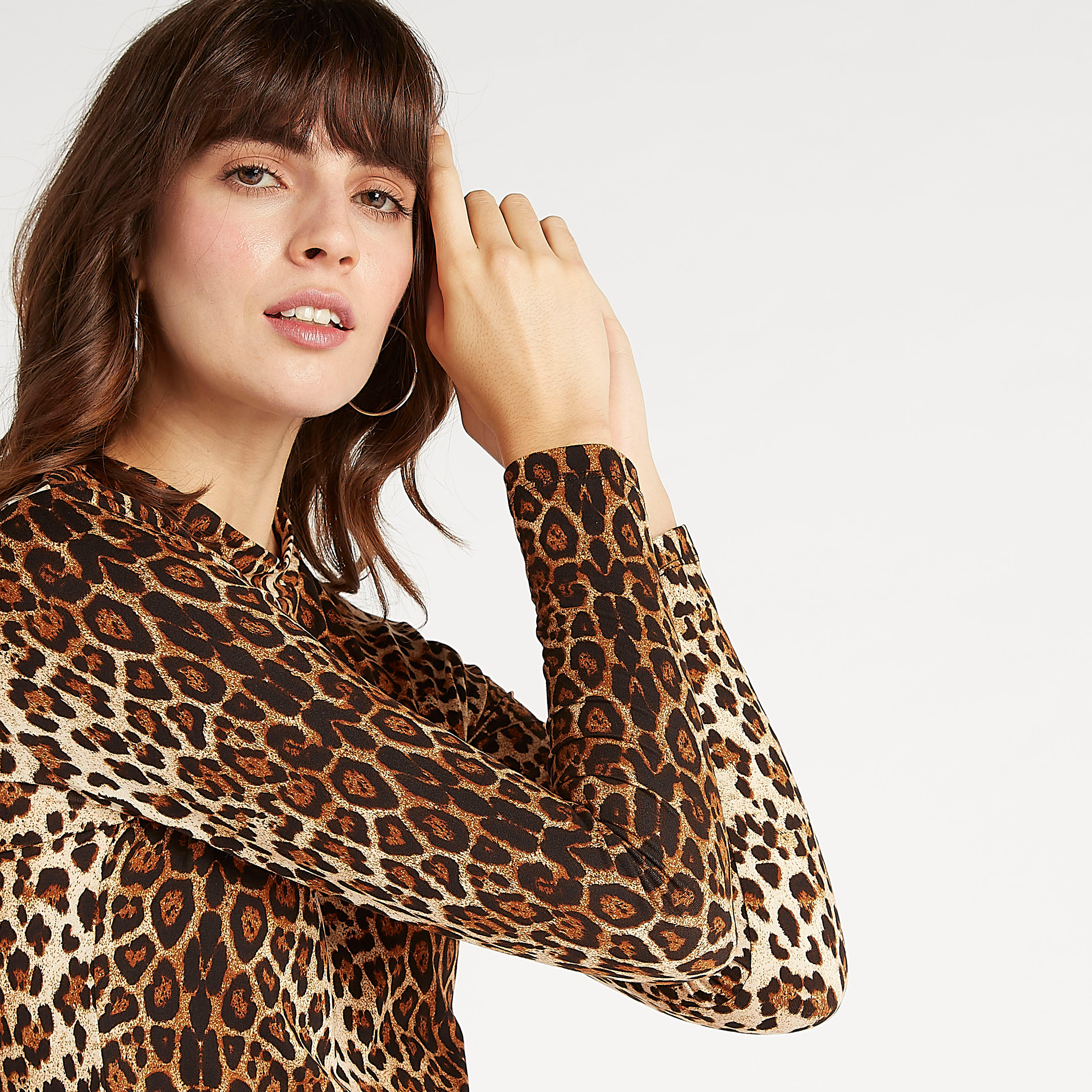 فستان واسع ميدي بطبعات حيوانات وأكمام قطويلة من تو إكستريمز-women-clothing-dresses-image-1
