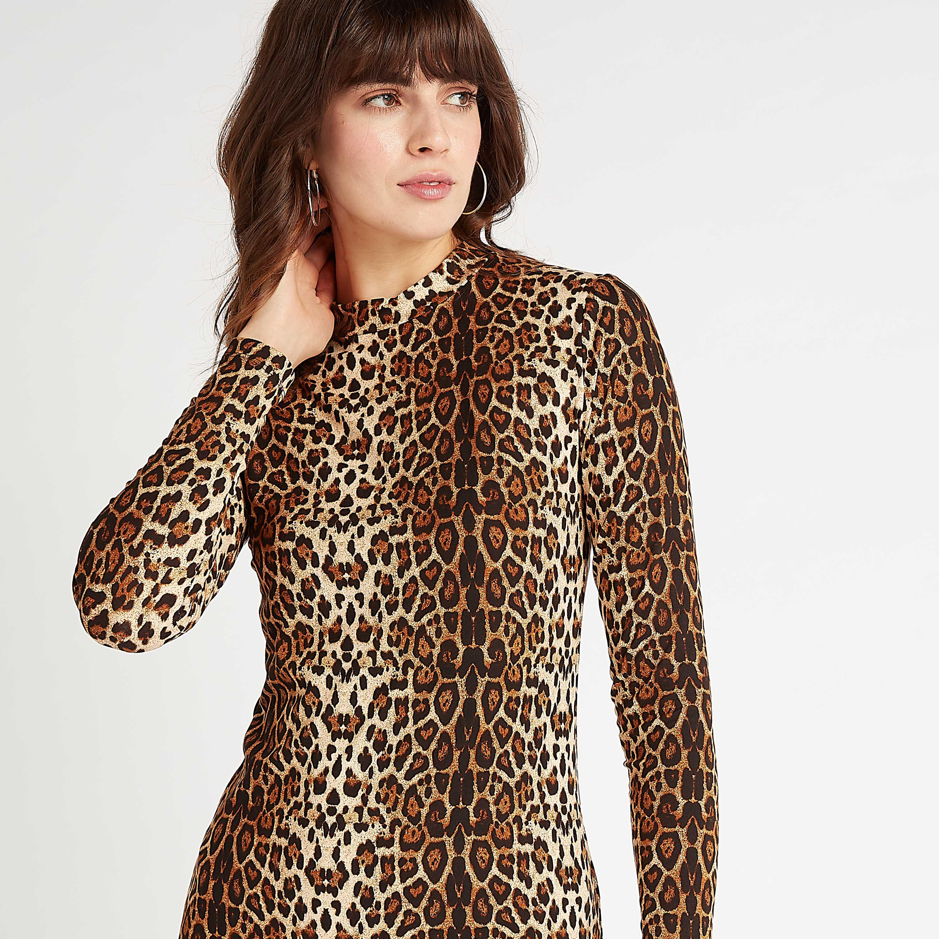 فستان واسع ميدي بطبعات حيوانات وأكمام قطويلة من تو إكستريمز-women-clothing-dresses-image-2