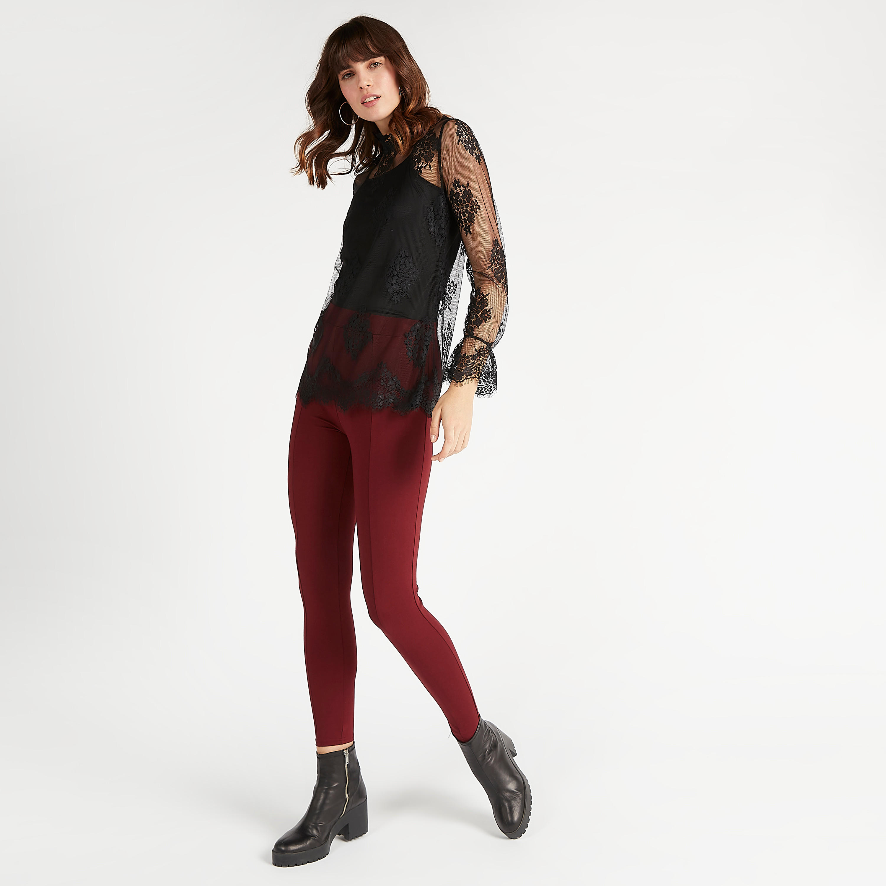 بلوزة دانتيل بياقة عالية وأكمام طويلة من تو إكستريمز-women-clothing-shirtsandblouses-blouses-image-2