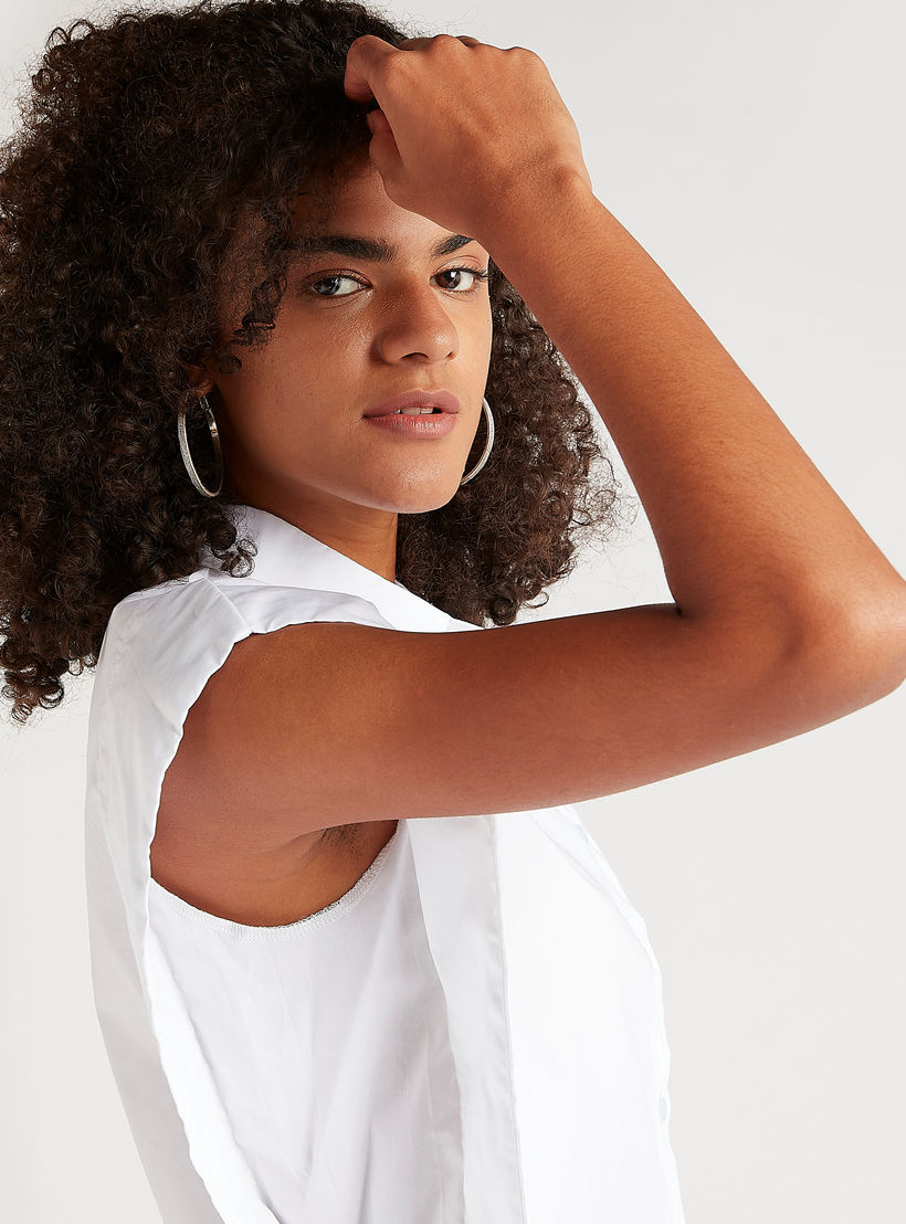 2Xtremz Solid Button-Up Top with Collar and Cap Sleeves-women-clothing-shirtsandblouses-blouses-image-3