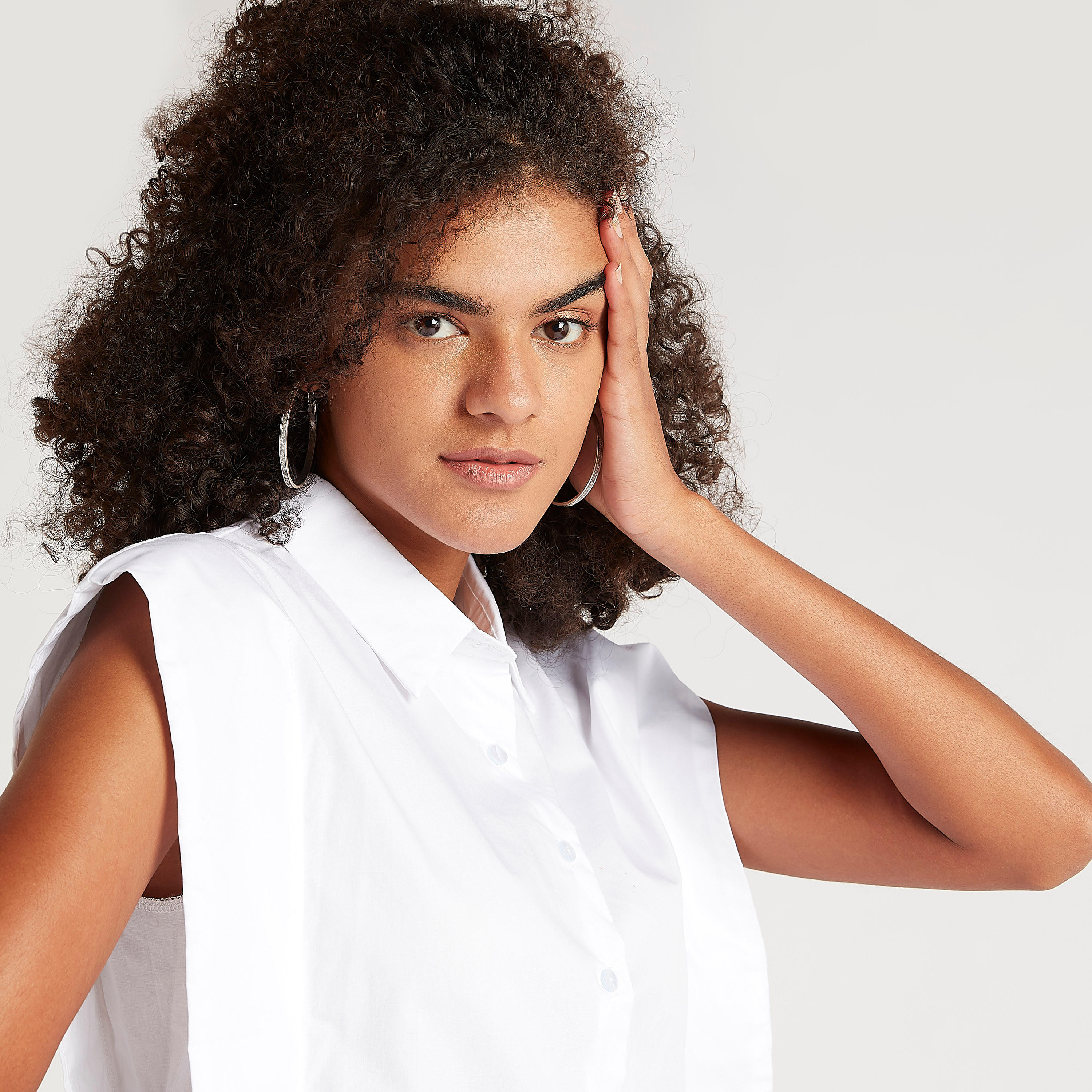 2Xtremz Solid Button-Up Top with Collar and Cap Sleeves-women-clothing-shirtsandblouses-blouses-image-5