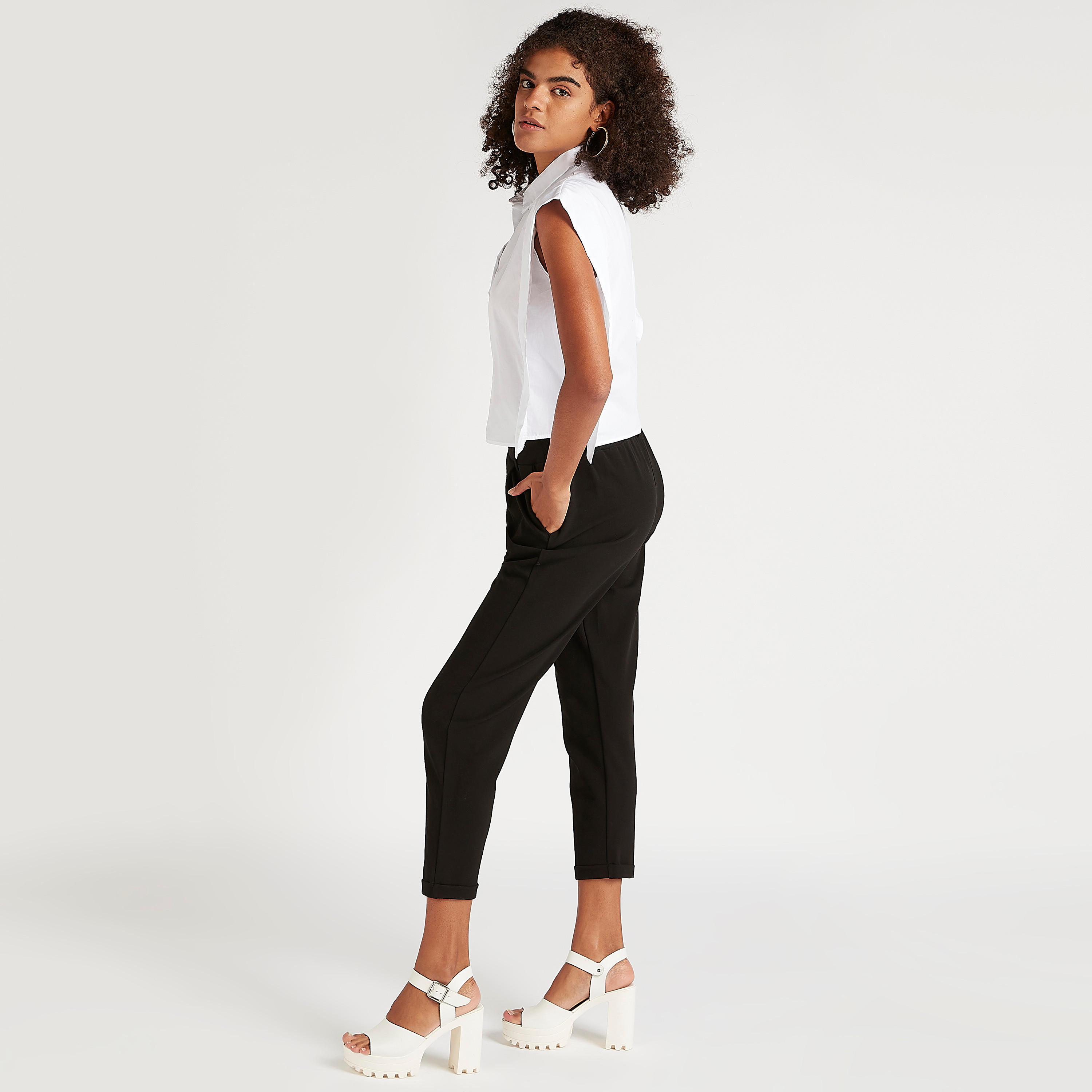 2Xtremz Solid Button-Up Top with Collar and Cap Sleeves-women-clothing-shirtsandblouses-blouses-image-7