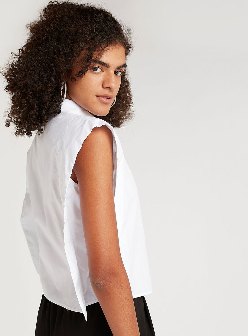 2Xtremz Solid Button-Up Top with Collar and Cap Sleeves-women-clothing-shirtsandblouses-blouses-image-8