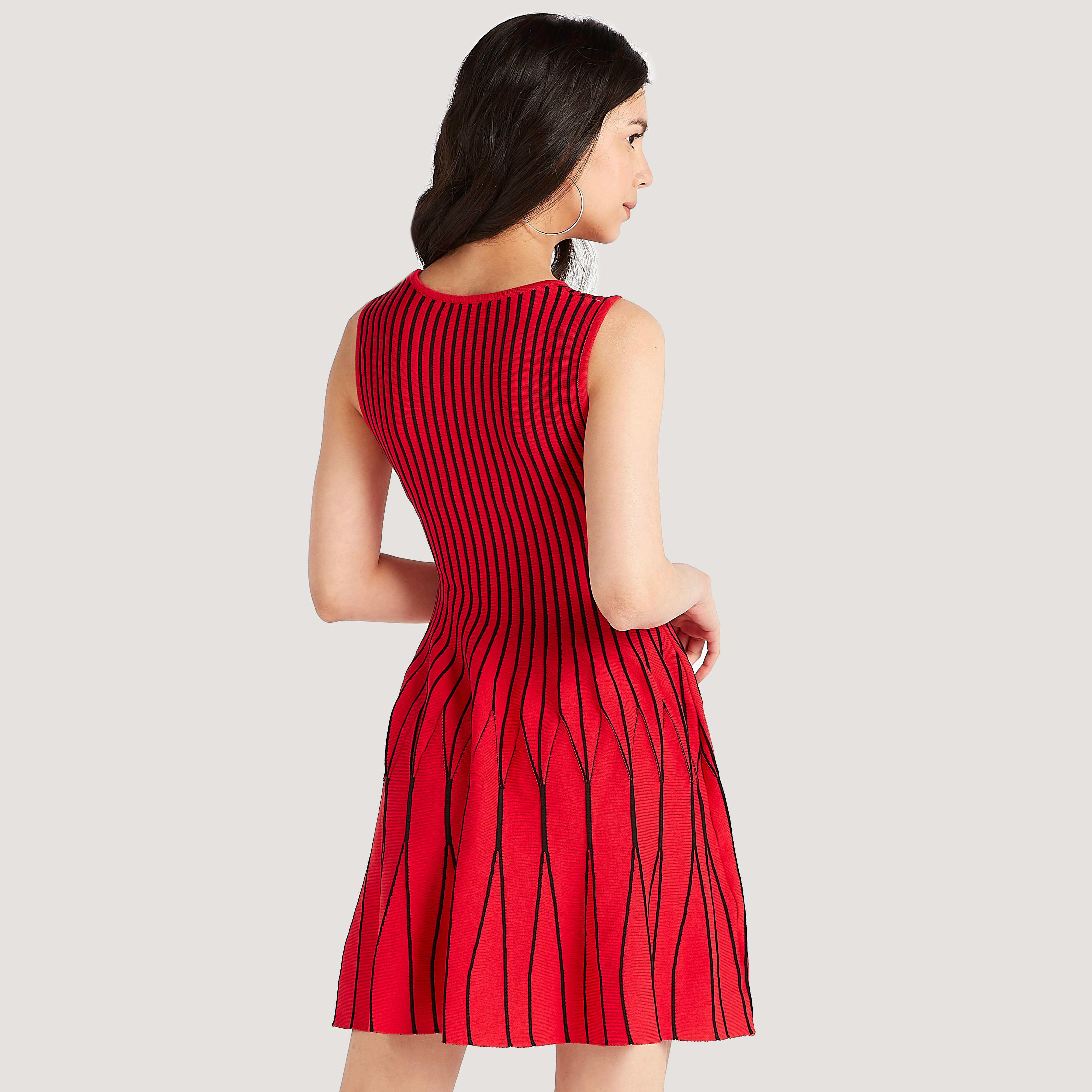 فستان مخطّط قصير إيه لاين بياقة مستديرة من تو إكستريمز-women-clothing-dresses-image-4