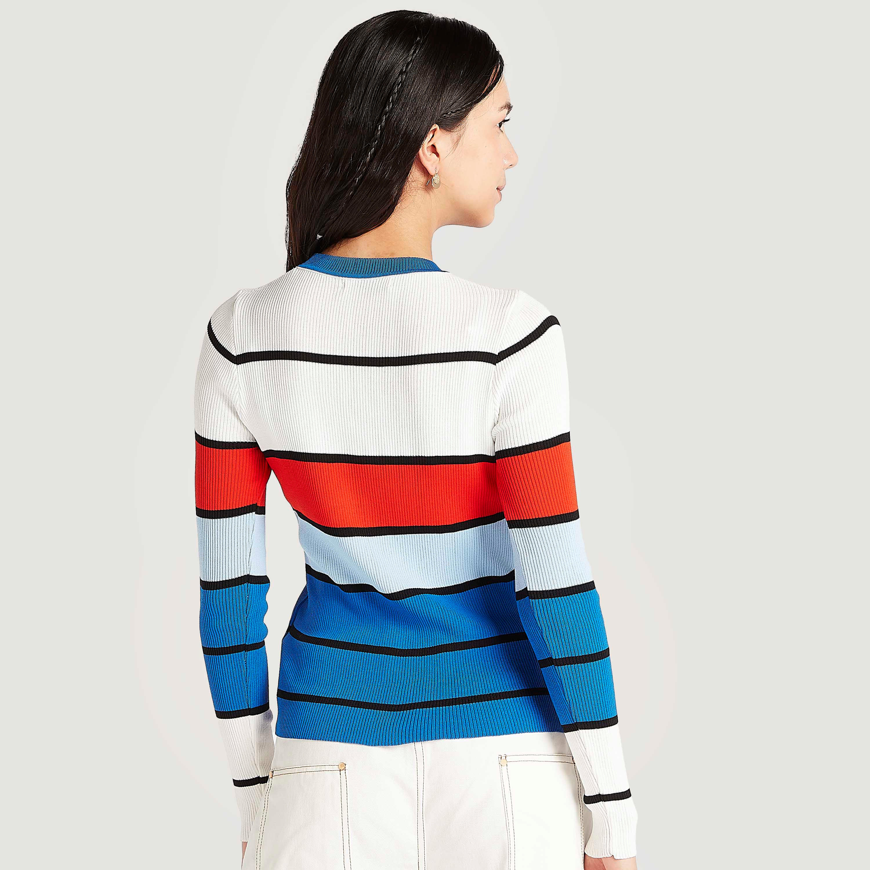 كنزة مخطّطة بياقة ضيّقة وأكمام طويلة من تو إكستريمز-women-clothing-cardigansandjumpers-jumpers-image-4