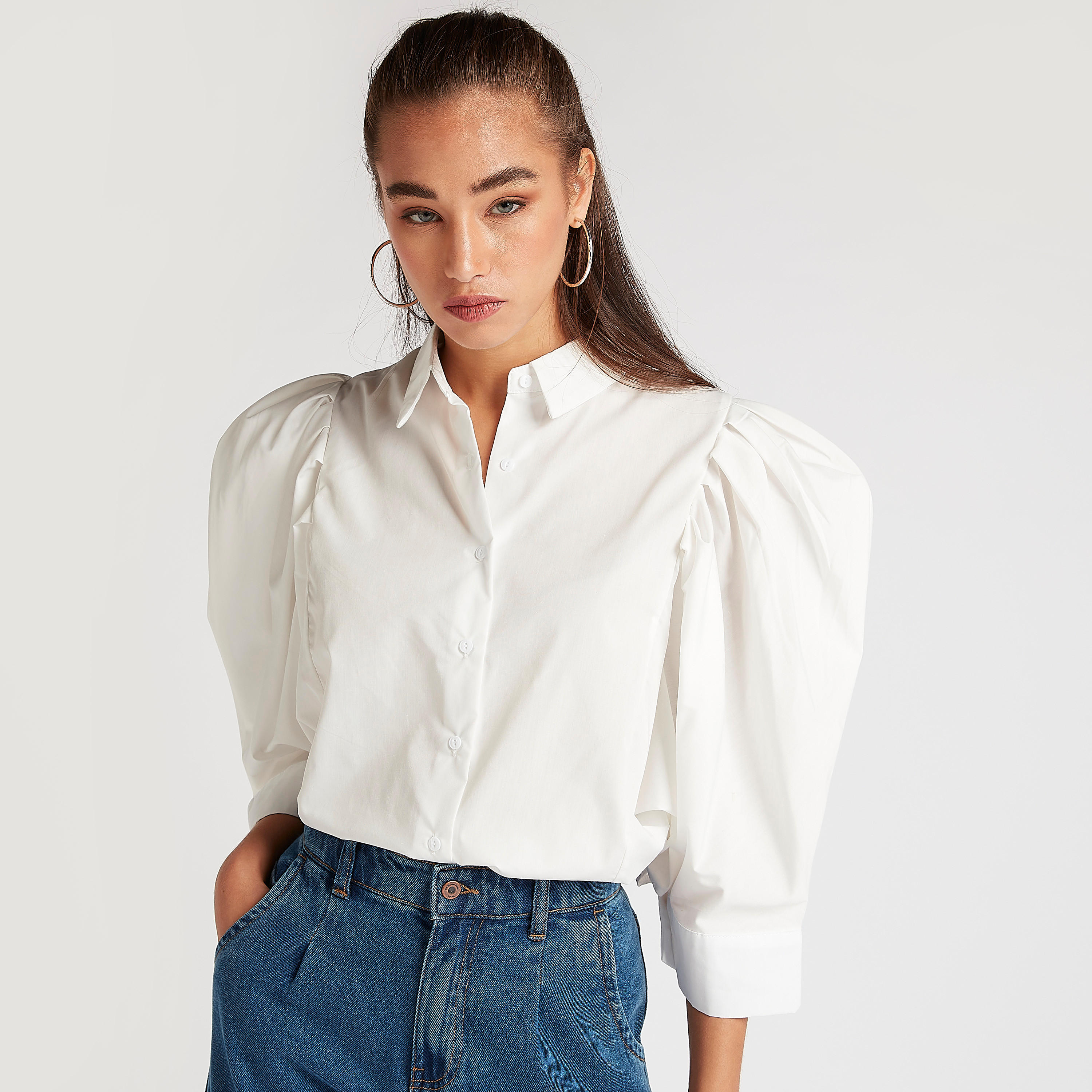قميص سادة بأكمام منفوخة من تو إكستريمز-women-clothing-shirtsandblouses-shirts-image-6