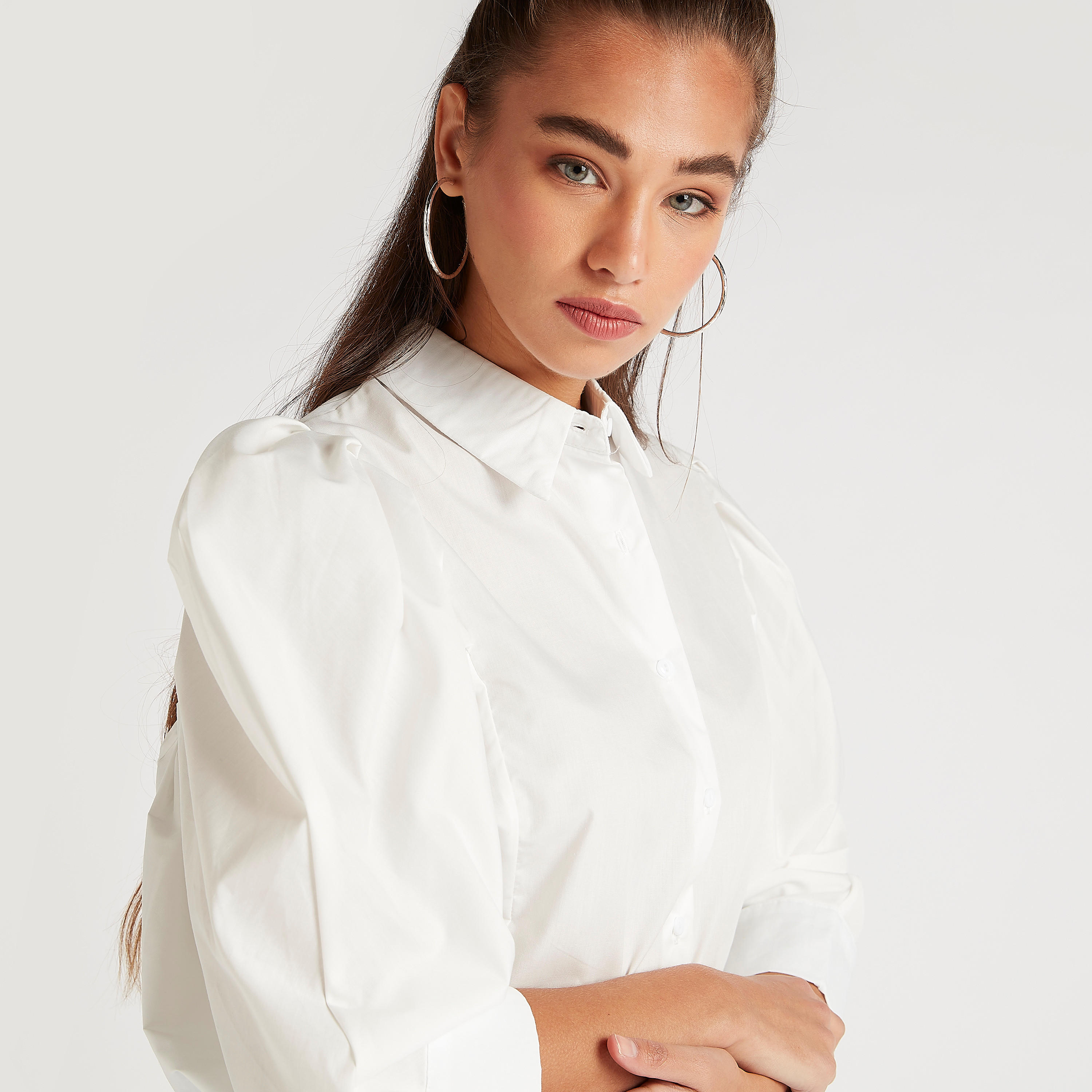 قميص سادة بأكمام منفوخة من تو إكستريمز-women-clothing-shirtsandblouses-shirts-image-1