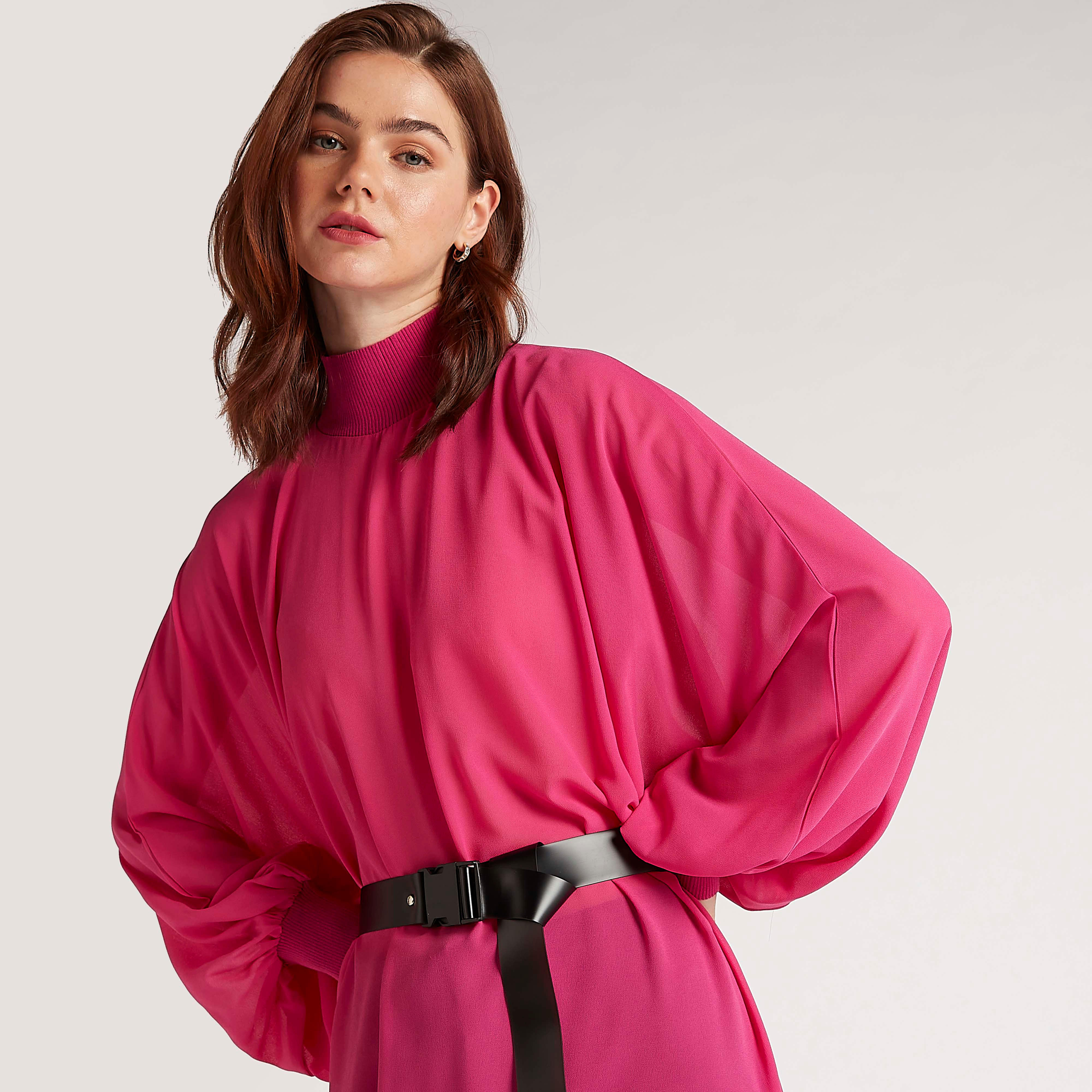 تونيك بياقة عالية وأكمام طويلة وأطراف غير مستوية من تو إكستريمز-women-clothing-shirtsandblouses-blouses-image-5