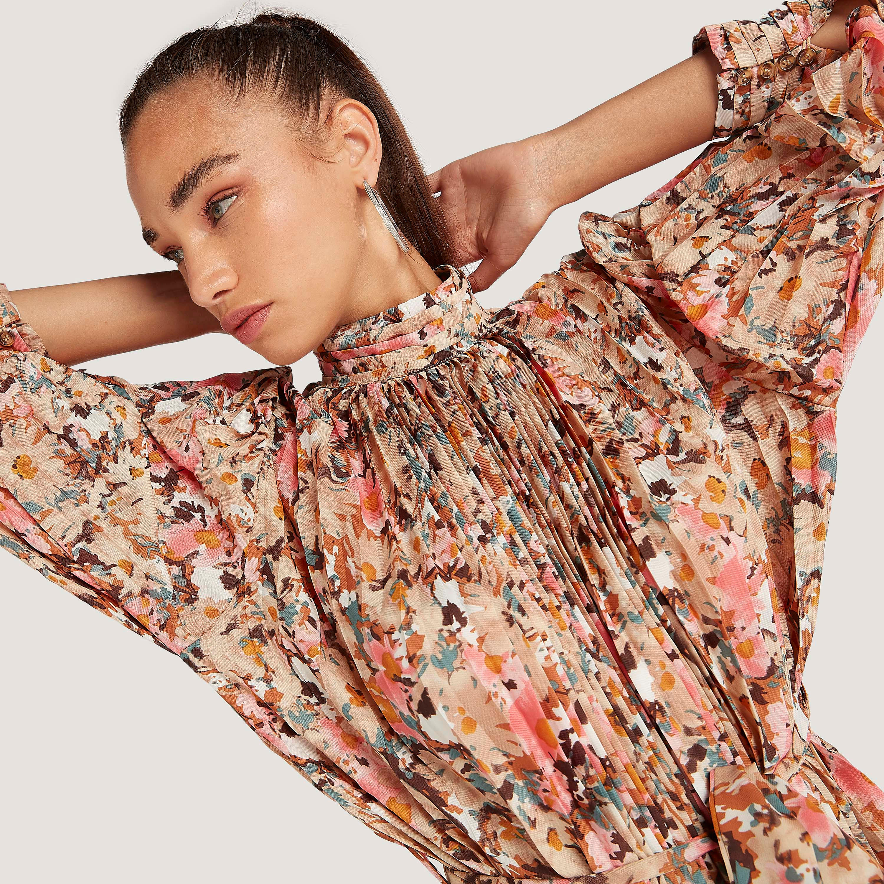 فستان طويل إيه لاين بطبعات أزهار وكشكشة وحزام رباط من تو إكستريمز-women-clothing-dresses-image-6