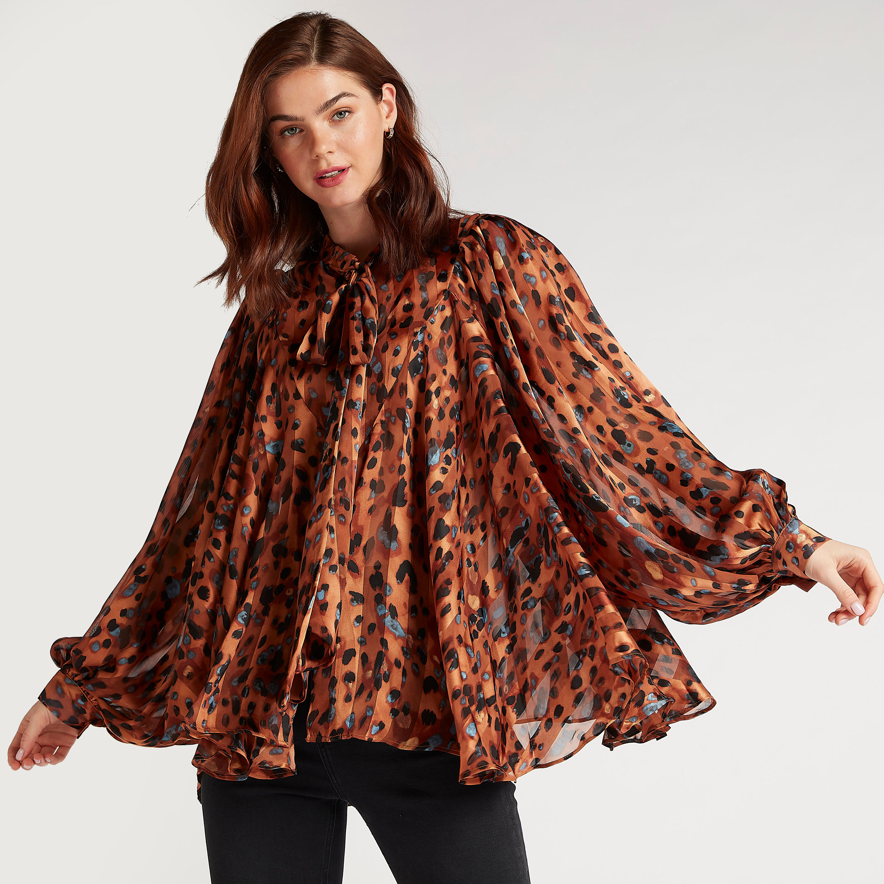 2Xtremz Printed Top with Neck Tie-Up and Long Sleeves-women-clothing-shirtsandblouses-blouses-image-1