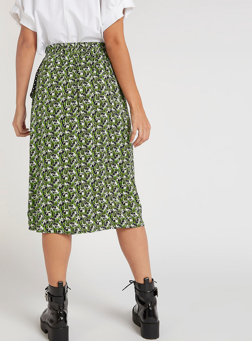 فستان ميدي إيه لاين بطبعات أزهار وفتحة وتفاصيل كشكشة من تو إكستريمز-women-clothing-bottoms-skirts-image-5