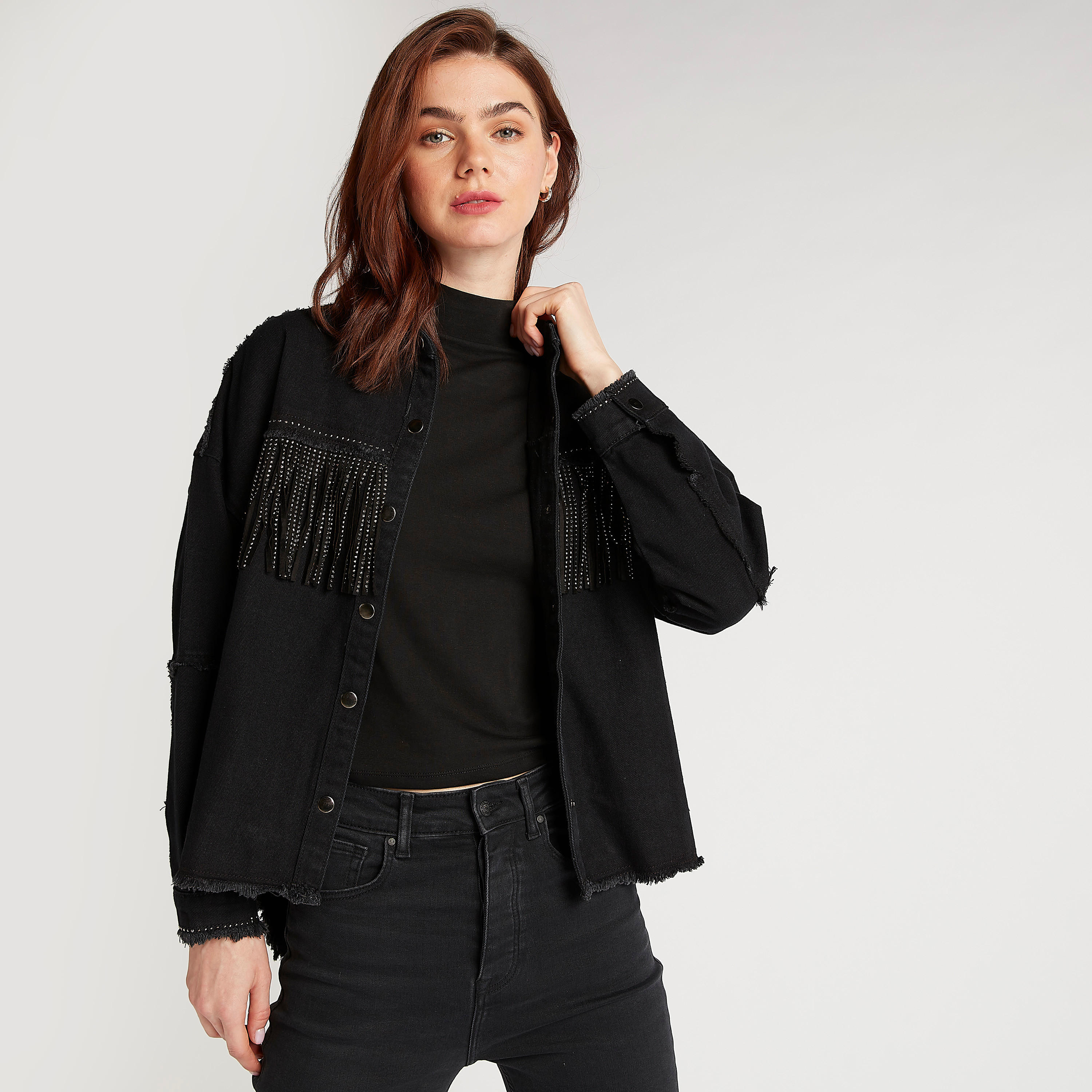 2Xtremz Embellished Denim Jacket with Fringes-women-winterwear-coatsandjackets-jackets-image-1