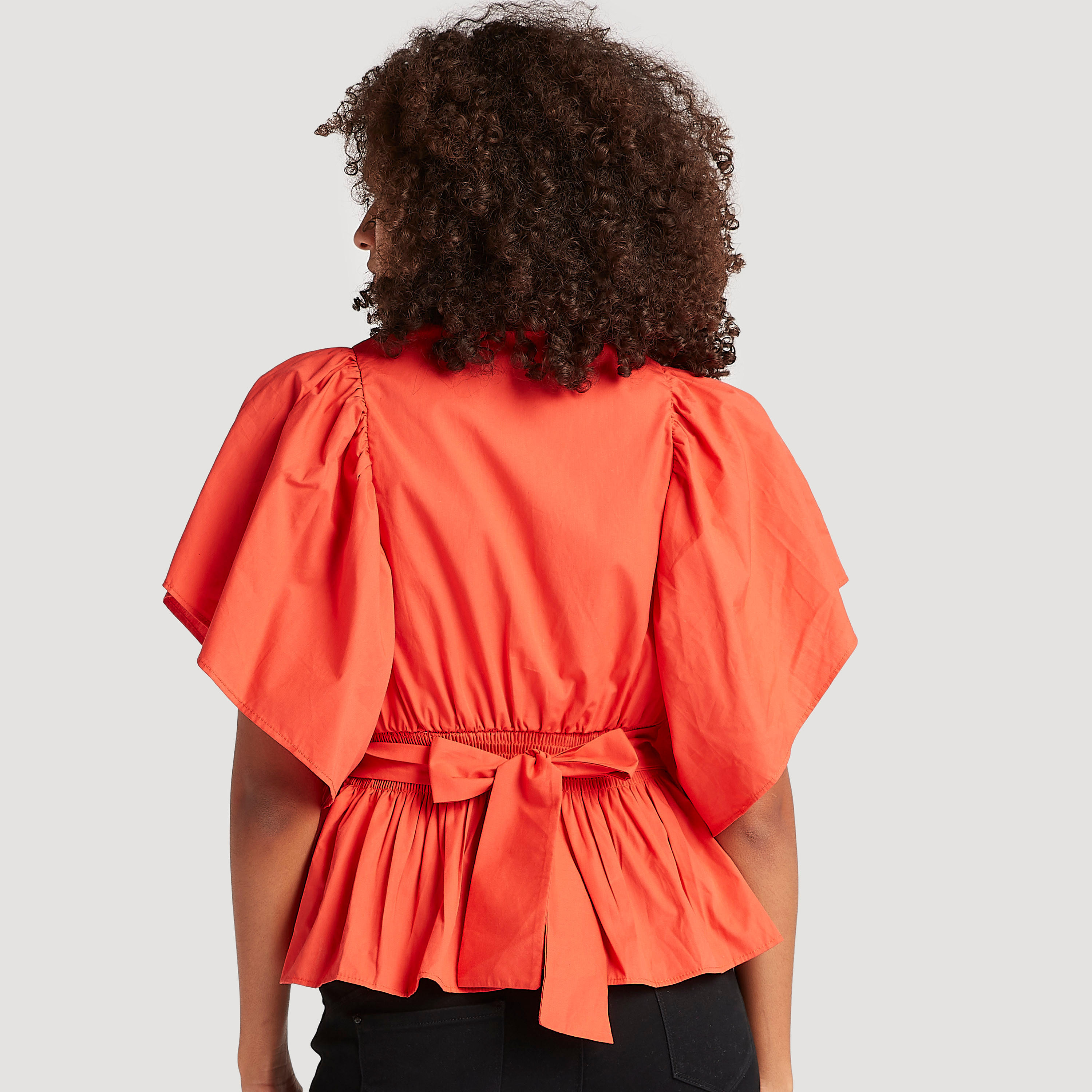 2Xtremz Solid V-neck Peplum Top with Tie-Ups-women-clothing-shirtsandblouses-blouses-image-4