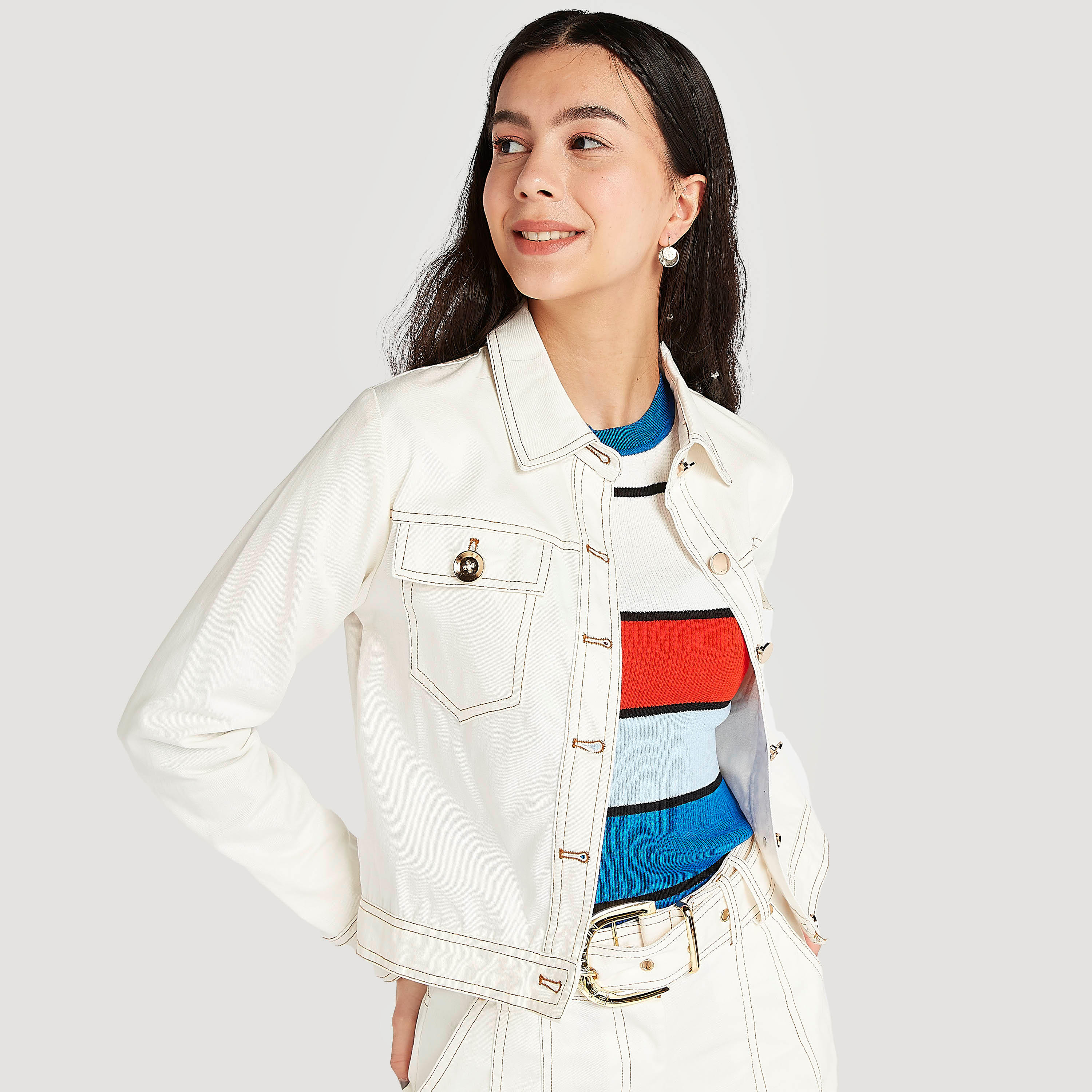 2Xtremz Solid Button Up Jacket with Long Sleeves and Flap Pockets-women-winterwear-coatsandjackets-jackets-image-1