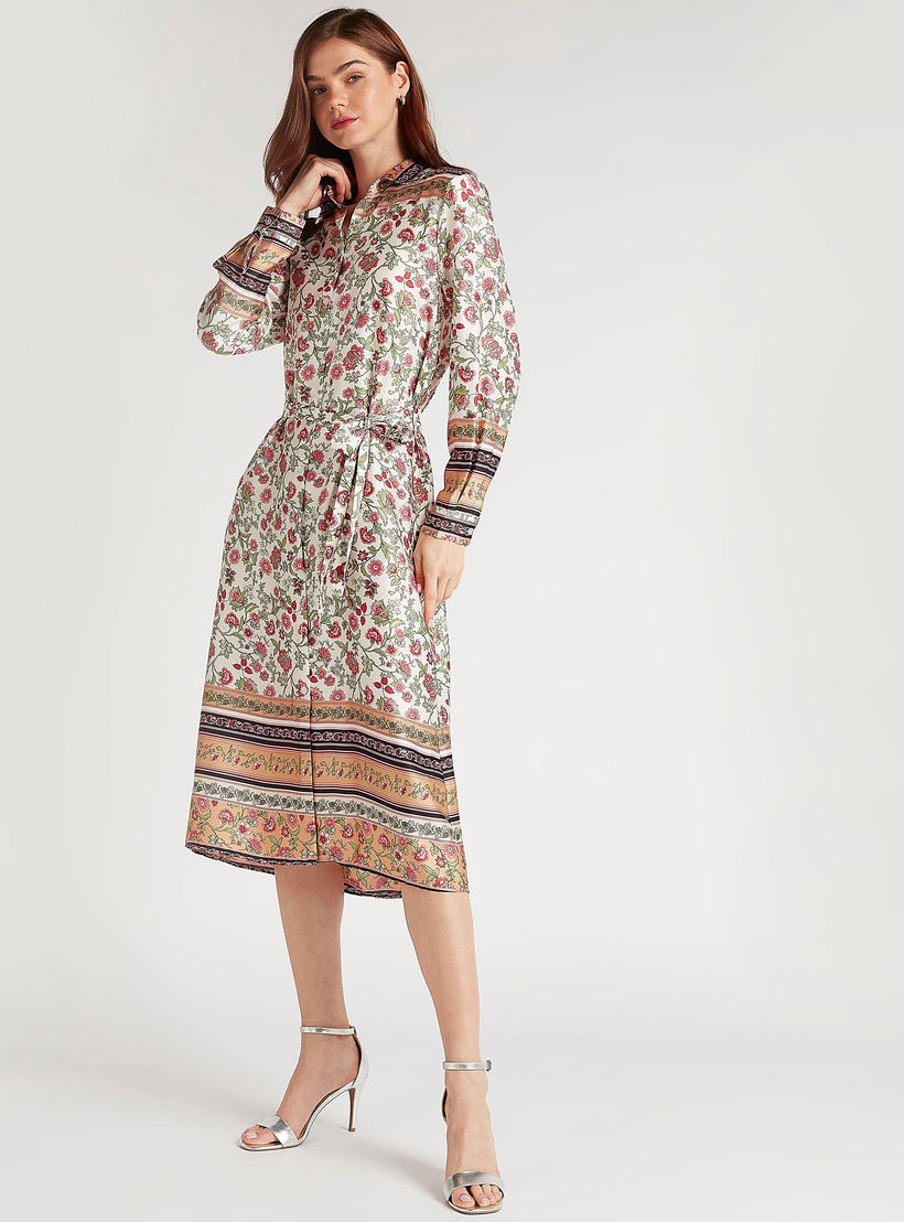 فستان ميدي إيه لاين بأكمام طويلة وطبعات أزهار-women-clothing-dresses-image-2