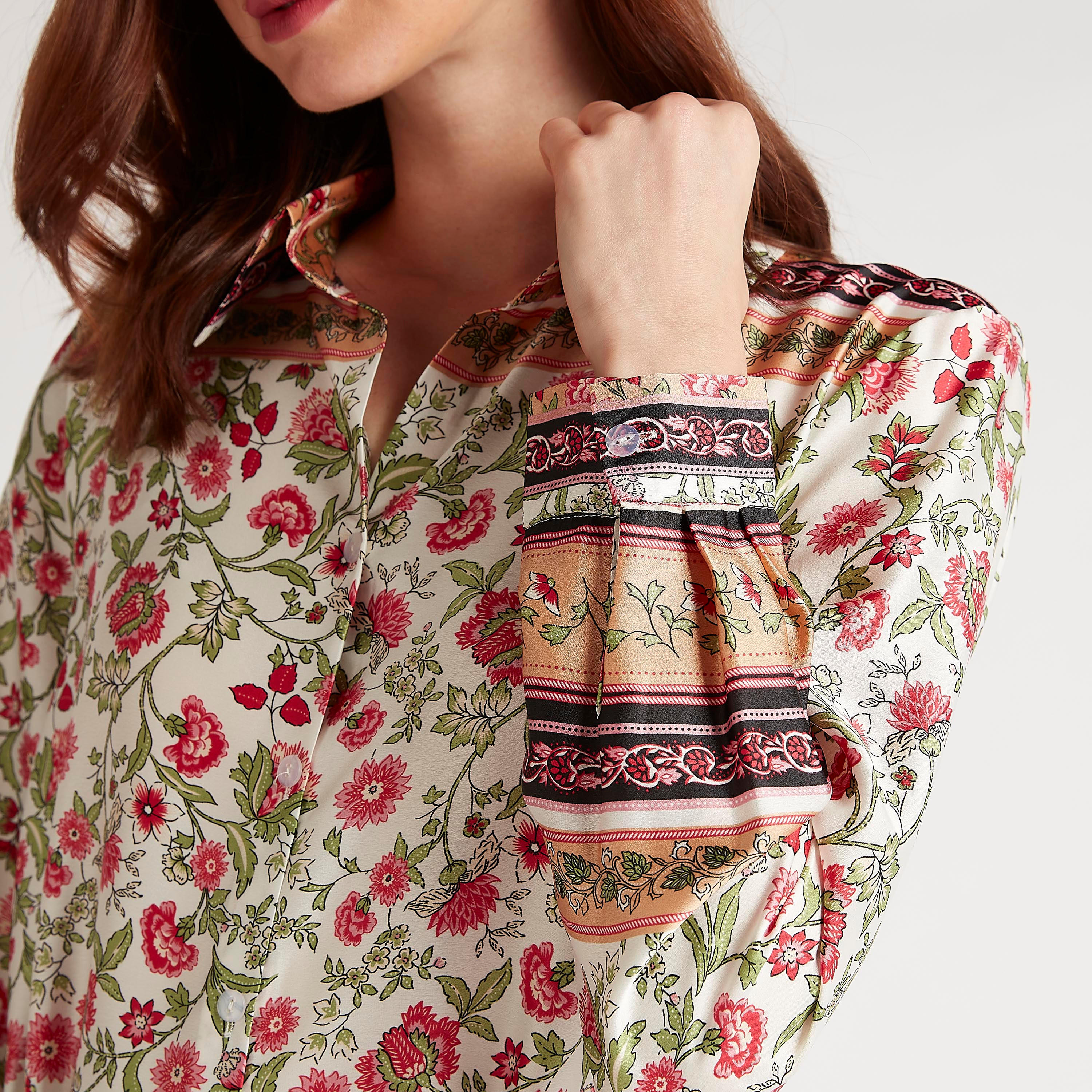 فستان ميدي إيه لاين بأكمام طويلة وطبعات أزهار-women-clothing-dresses-image-3