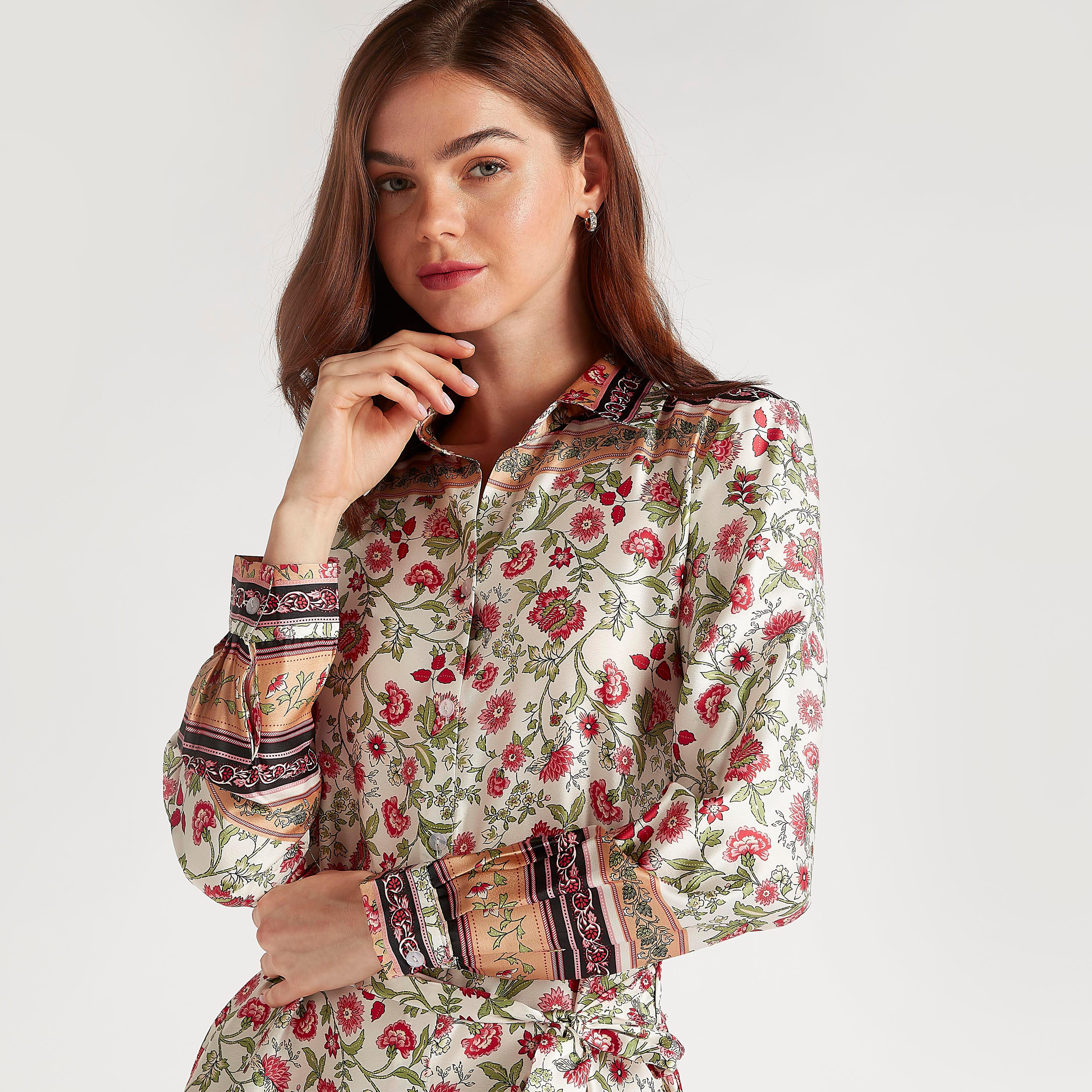 فستان ميدي إيه لاين بأكمام طويلة وطبعات أزهار-women-clothing-dresses-image-5
