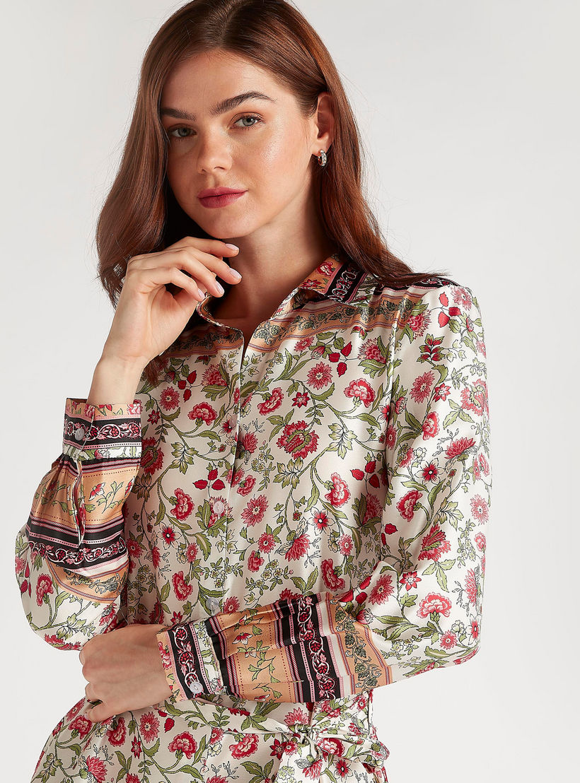 فستان ميدي إيه لاين بأكمام طويلة وطبعات أزهار-women-clothing-dresses-image-5