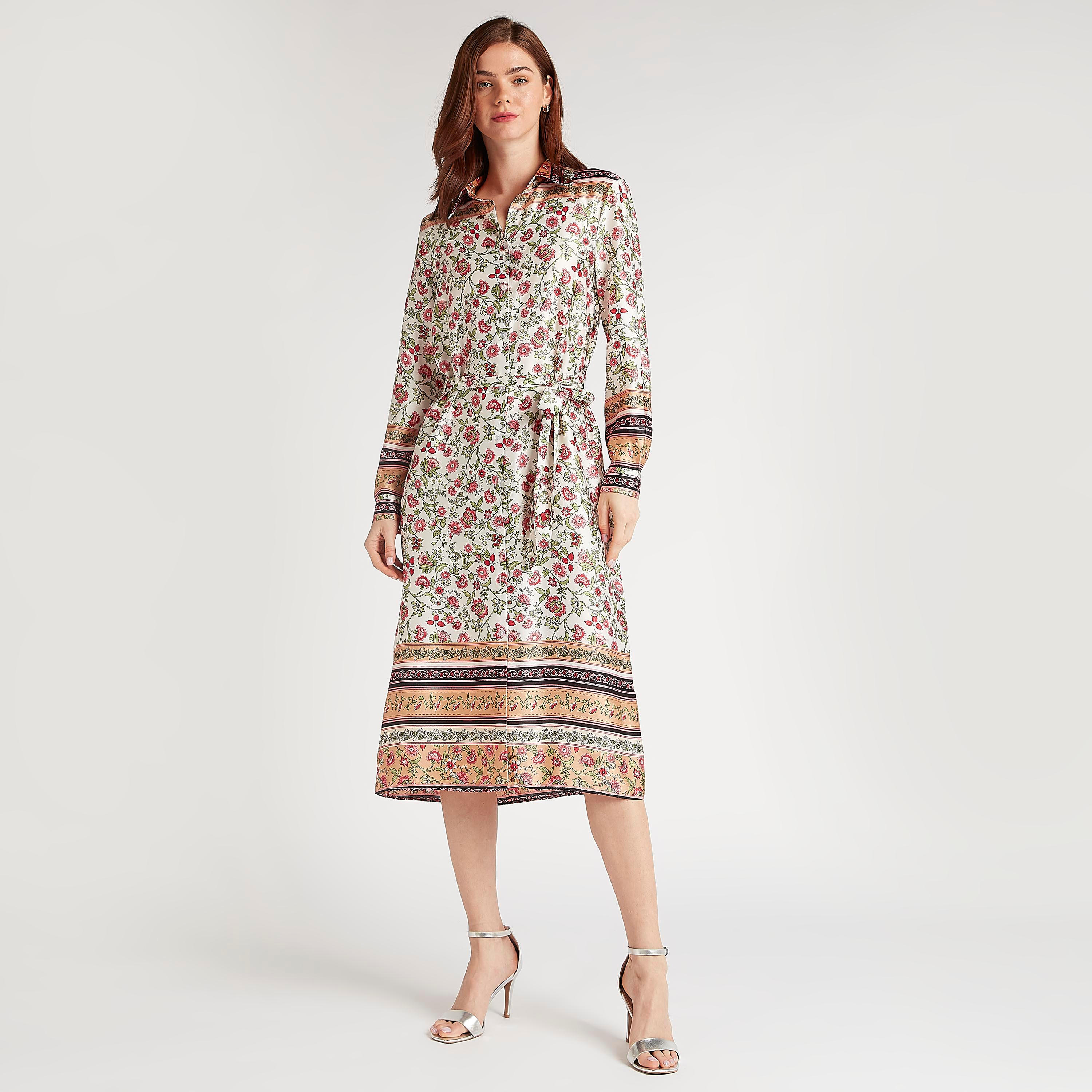 فستان ميدي إيه لاين بأكمام طويلة وطبعات أزهار-women-clothing-dresses-image-6