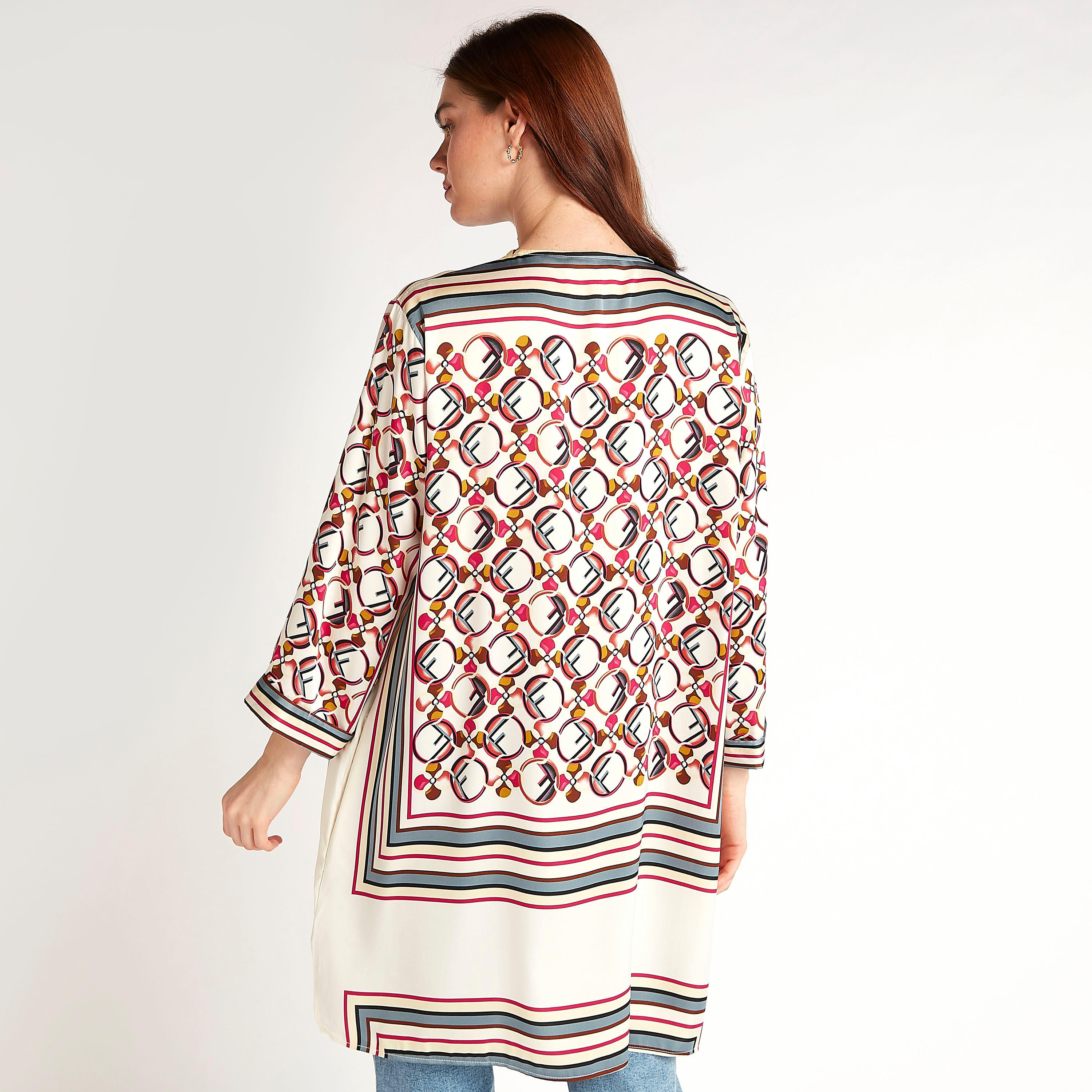 تونيك بطبعات وياقة v وأكمام طويلة من تو إكستريمز-women-clothing-shirtsandblouses-blouses-image-2