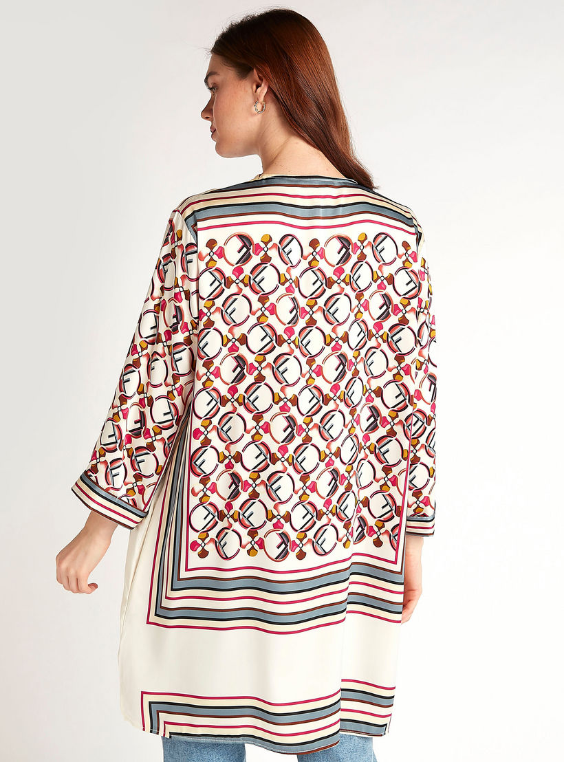 تونيك بطبعات وياقة v وأكمام طويلة من تو إكستريمز-women-clothing-shirtsandblouses-blouses-image-2