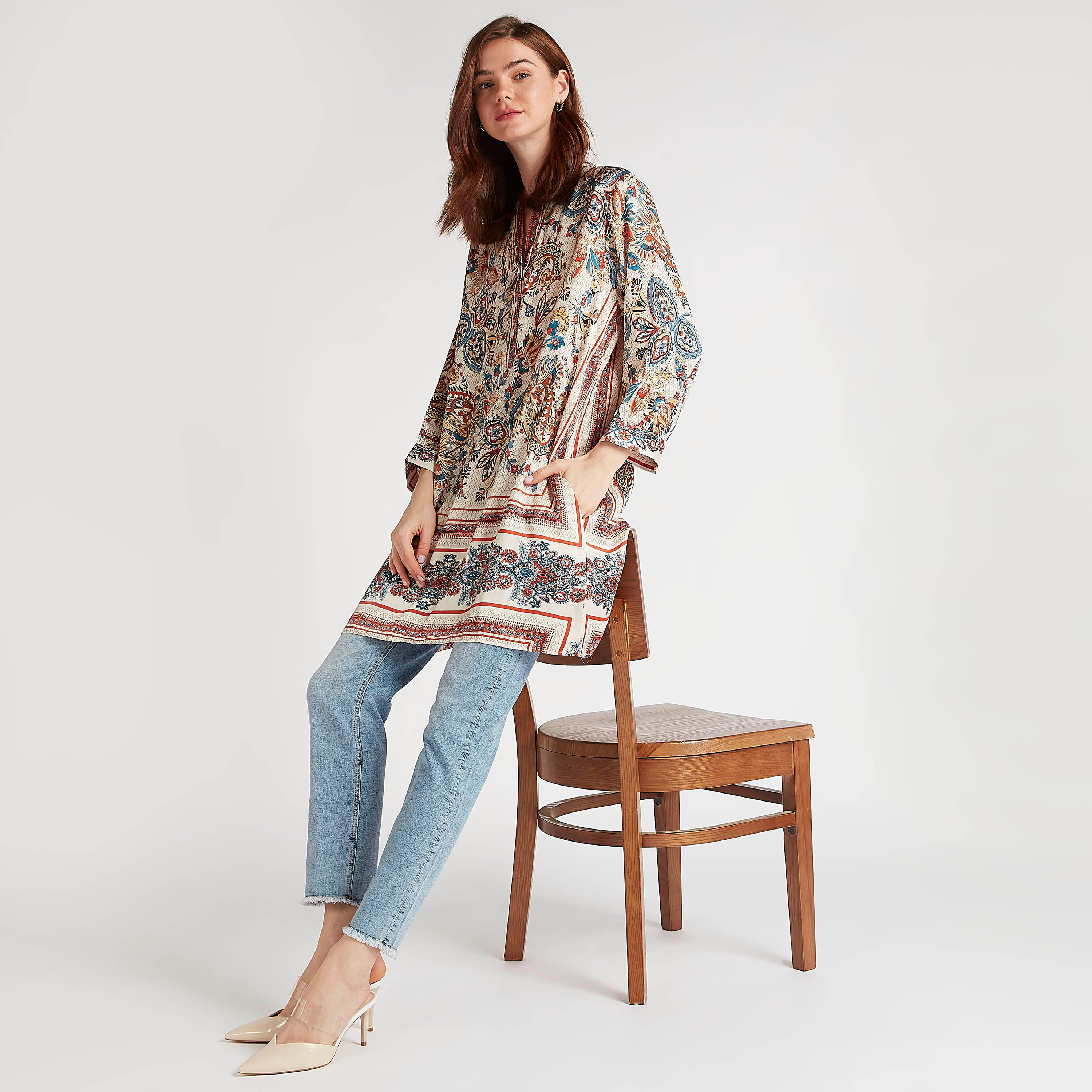 2Xtremz Printed V-neck Tunic with Long Sleeves-women-clothing-shirtsandblouses-blouses-image-2