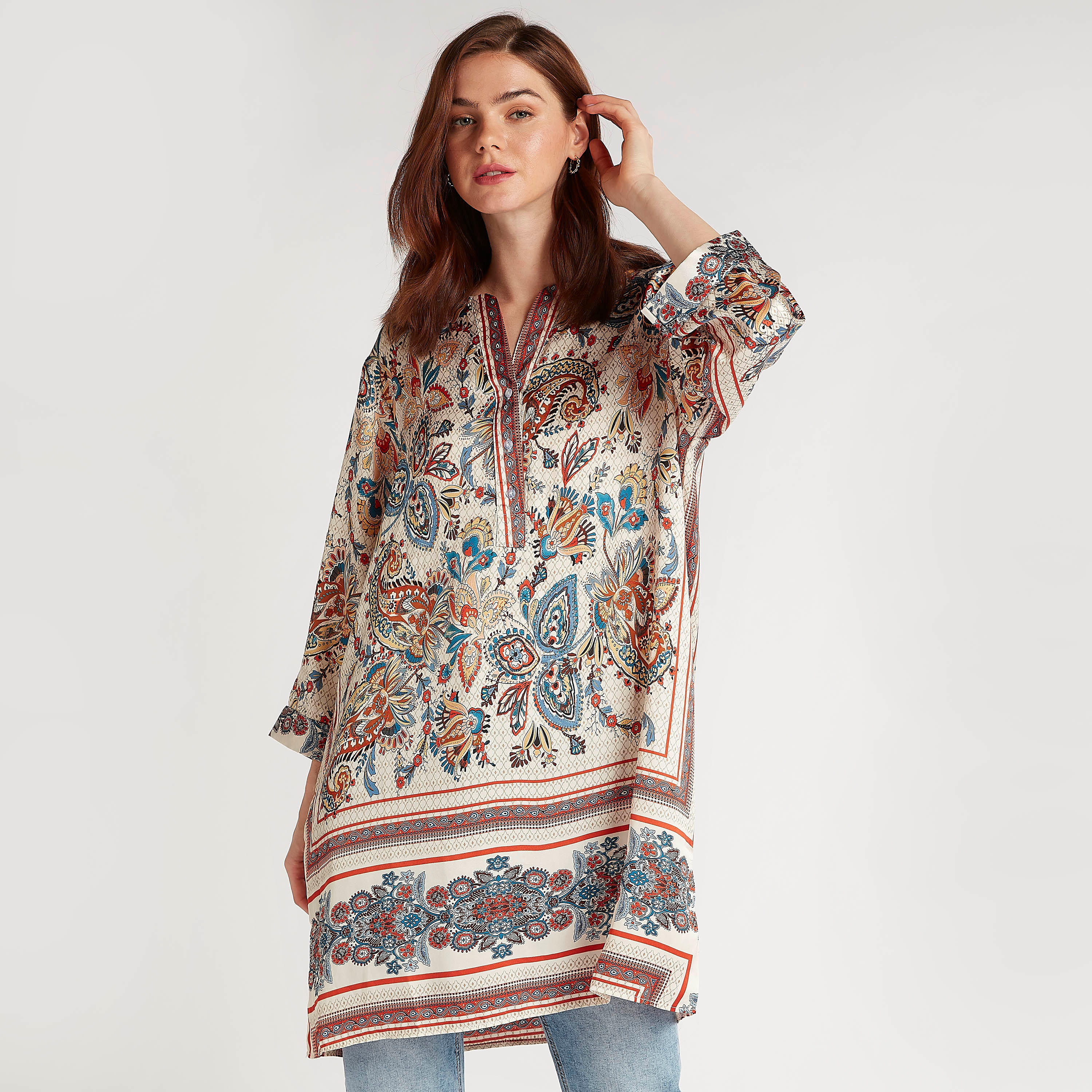 2Xtremz Printed V-neck Tunic with Long Sleeves-women-clothing-shirtsandblouses-blouses-image-5