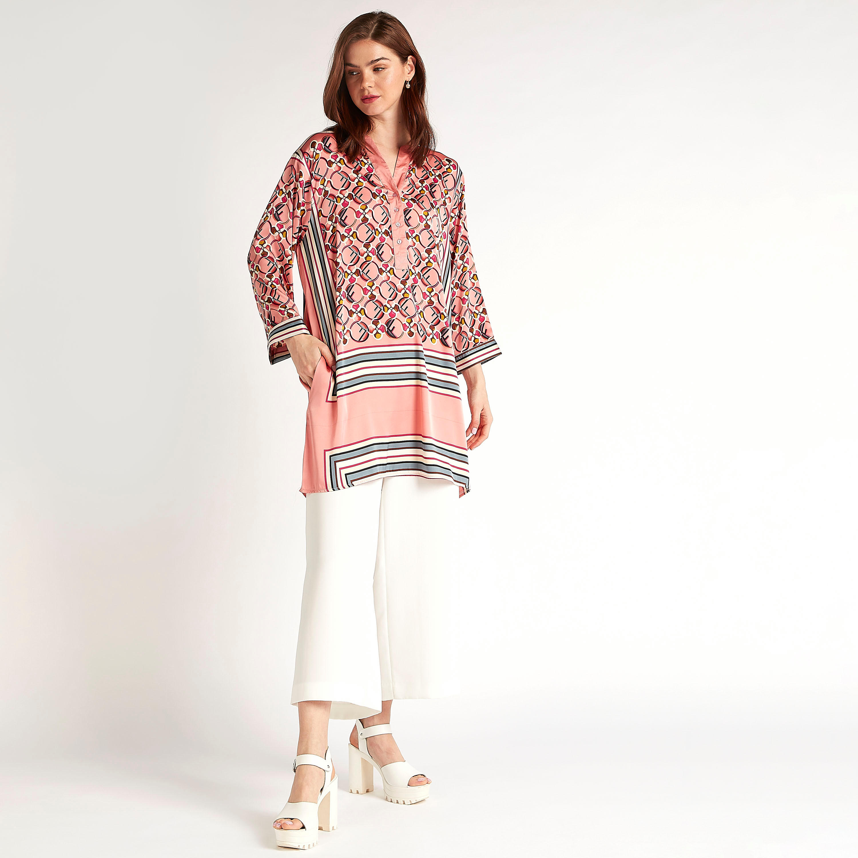 2Xtremz Printed Tunic with V-neck and Long Sleeves-women-clothing-shirtsandblouses-blouses-image-2
