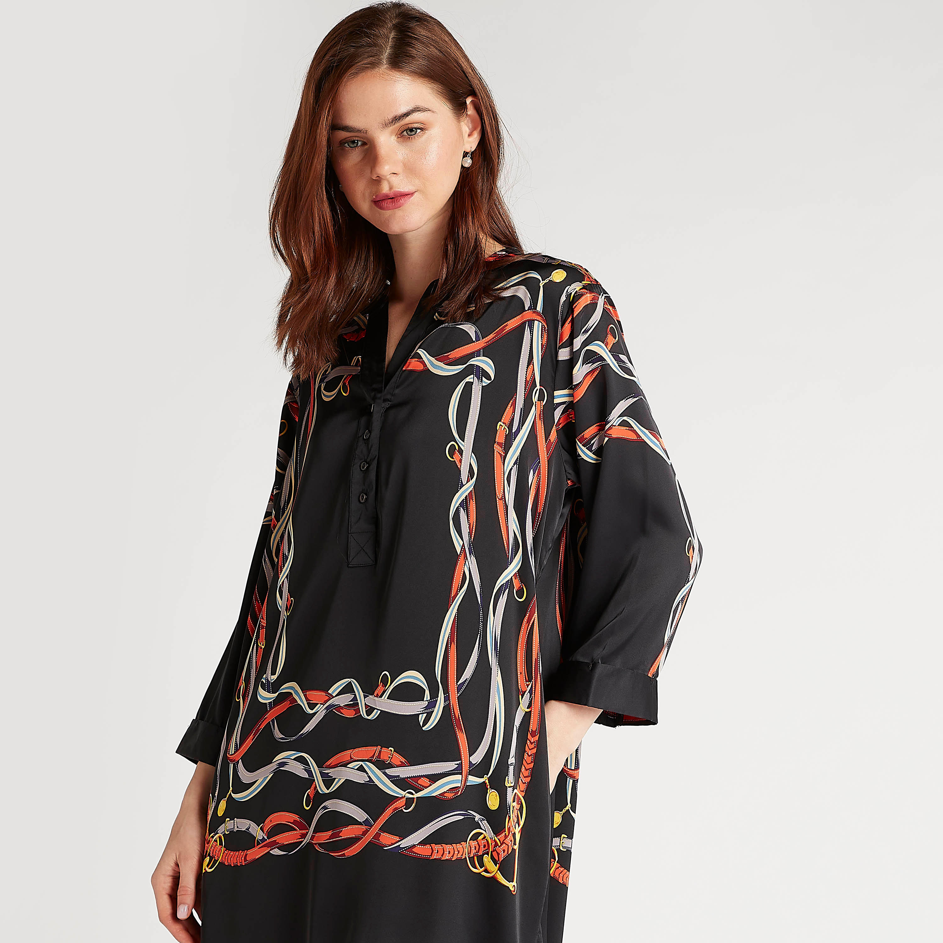 تونيك بطبعات وياقة v وأكمام طويلة من تو إكستريمز-women-clothing-shirtsandblouses-blouses-image-5