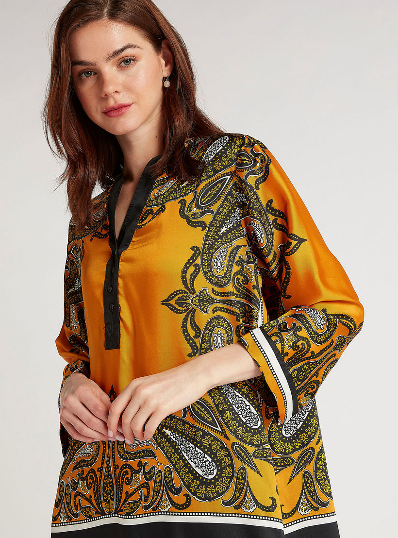 تونيك بطبعات بيزلي وياقة v وأكمام طويلة من تو إكستريمز-women-clothing-shirtsandblouses-blouses-image-3