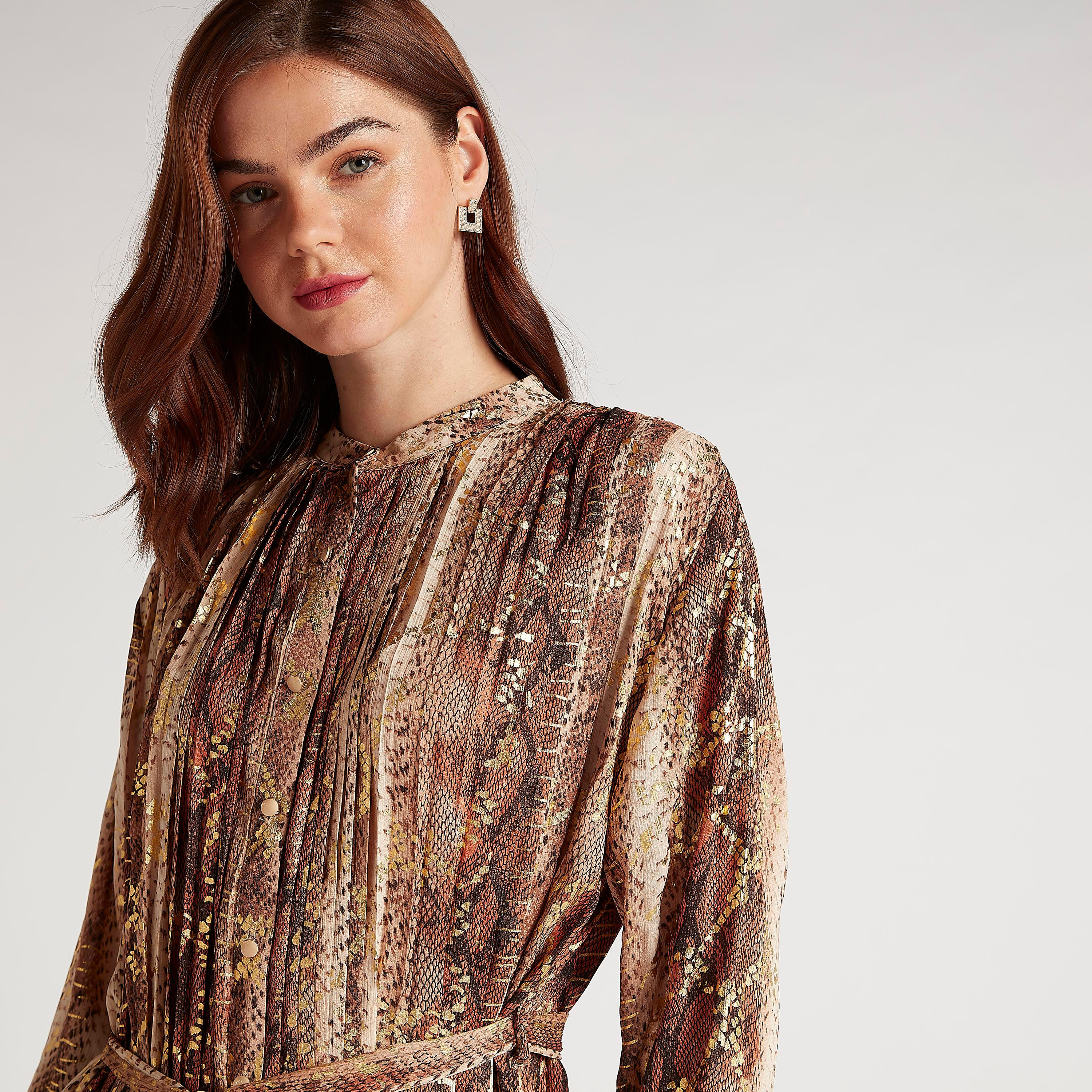 فستان ميدي إيه لاين بطبعات وحزام برباط من تو إكستريمز-women-clothing-dresses-image-8