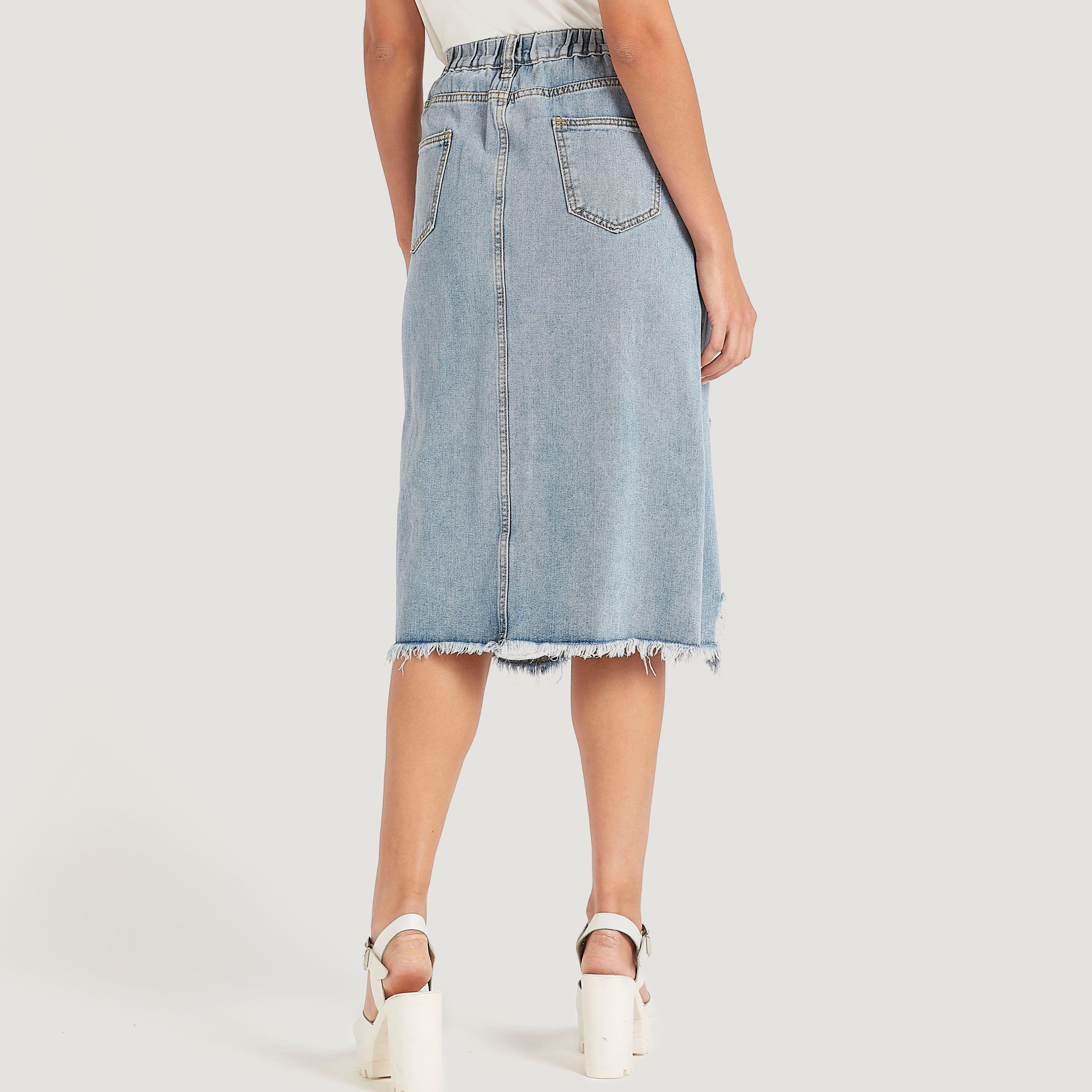 تنورة دنيم ميدي إيه لاين بزخارف أزهار من تو إكسريمز-women-clothing-bottoms-skirts-image-4