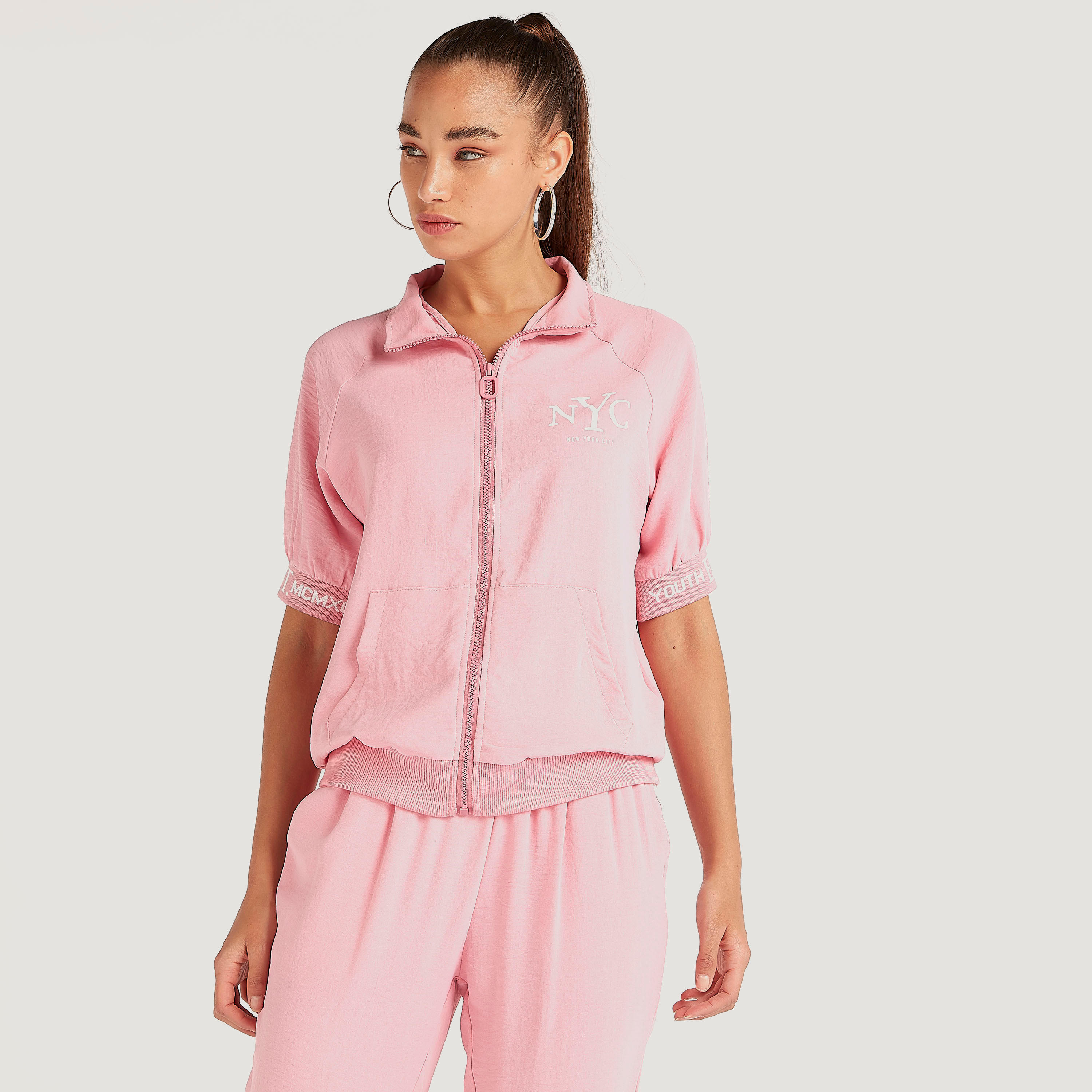 2Xtremz Printed Zip Through Lightweight Jacket with Short Sleeves-women-winterwear-coatsandjackets-jackets-image-5