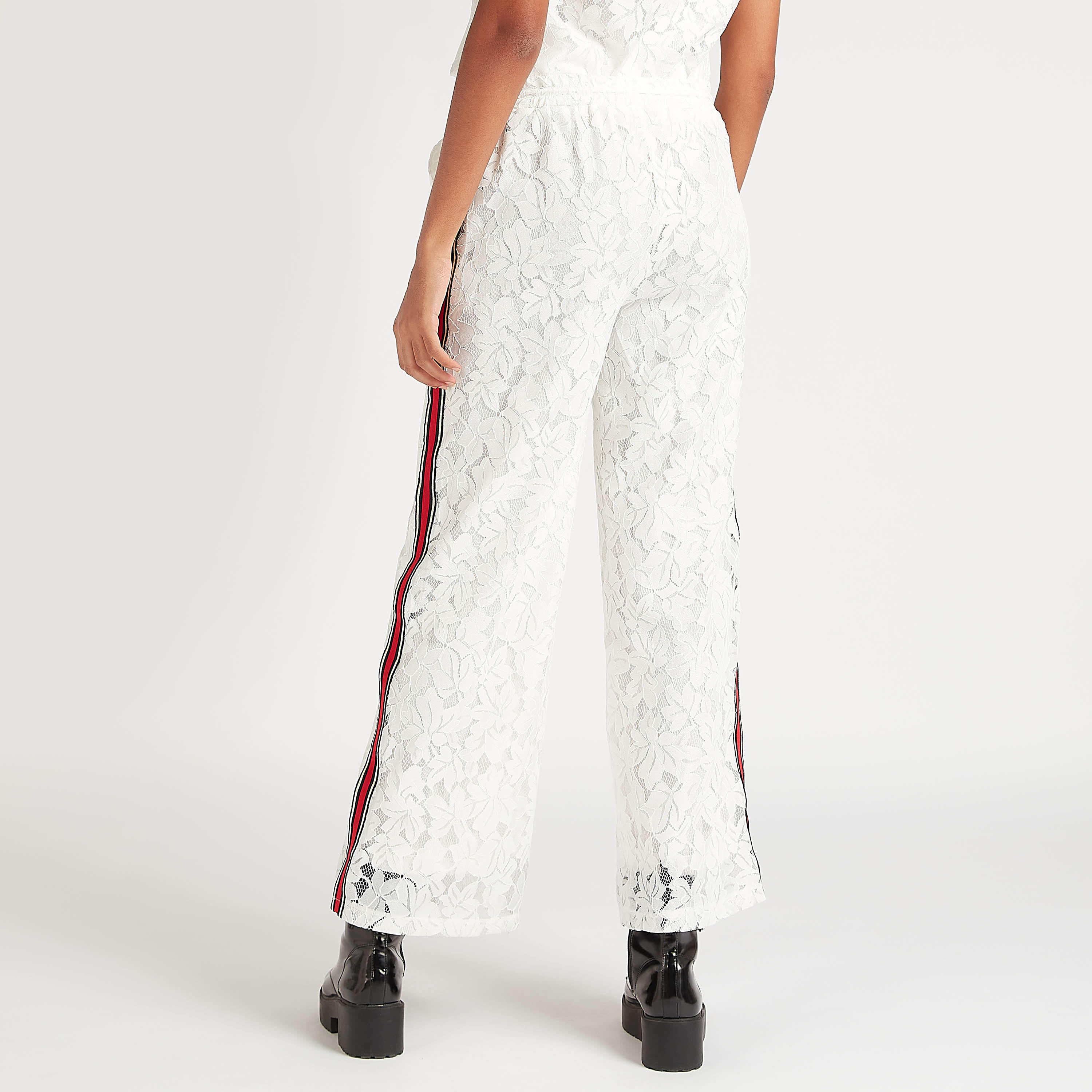 2Xtremz Straight Fit High Rise Lace Trousers with Drawstring Waistband-women-clothing-bottoms-trousers-image-4