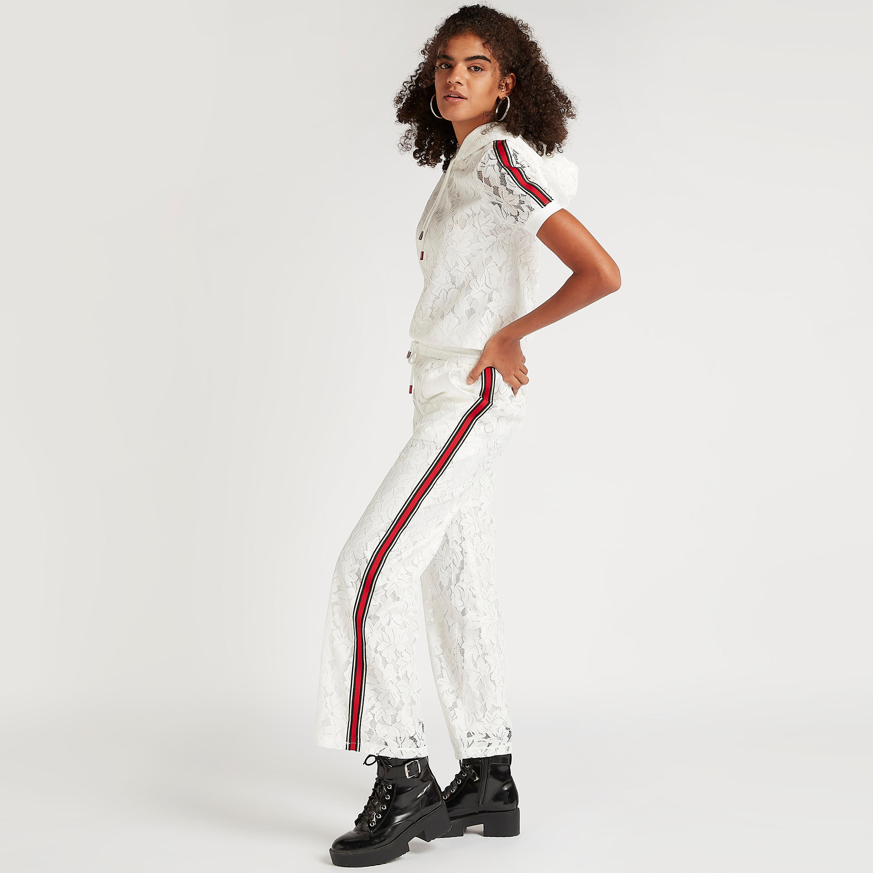 2Xtremz Floral Embroidered Lace Top with Short Sleeves and Hood-women-clothing-shirtsandblouses-blouses-image-2