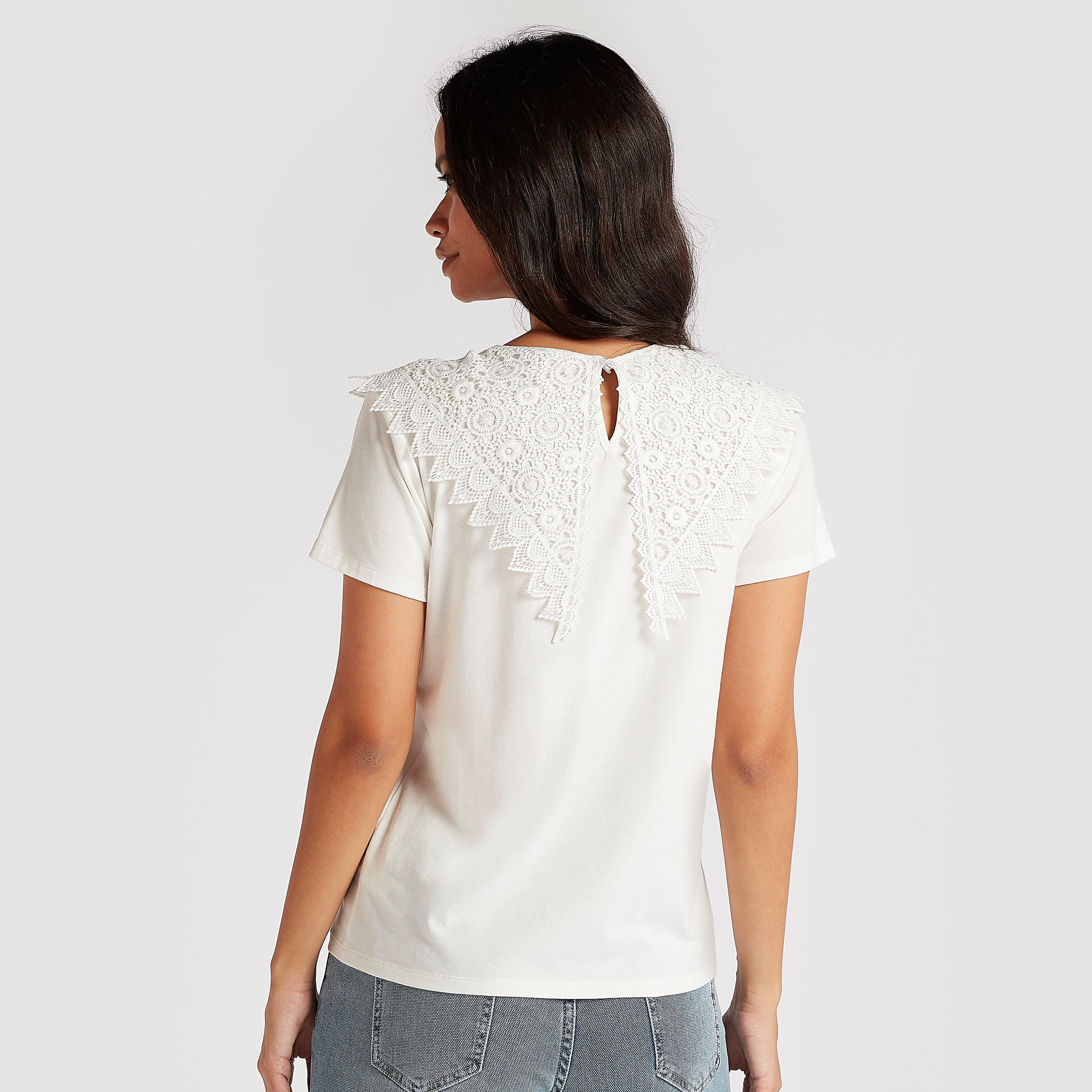 2Xtremz Lace Top with Crew Neck and Short Sleeves-women-clothing-shirtsandblouses-blouses-image-4