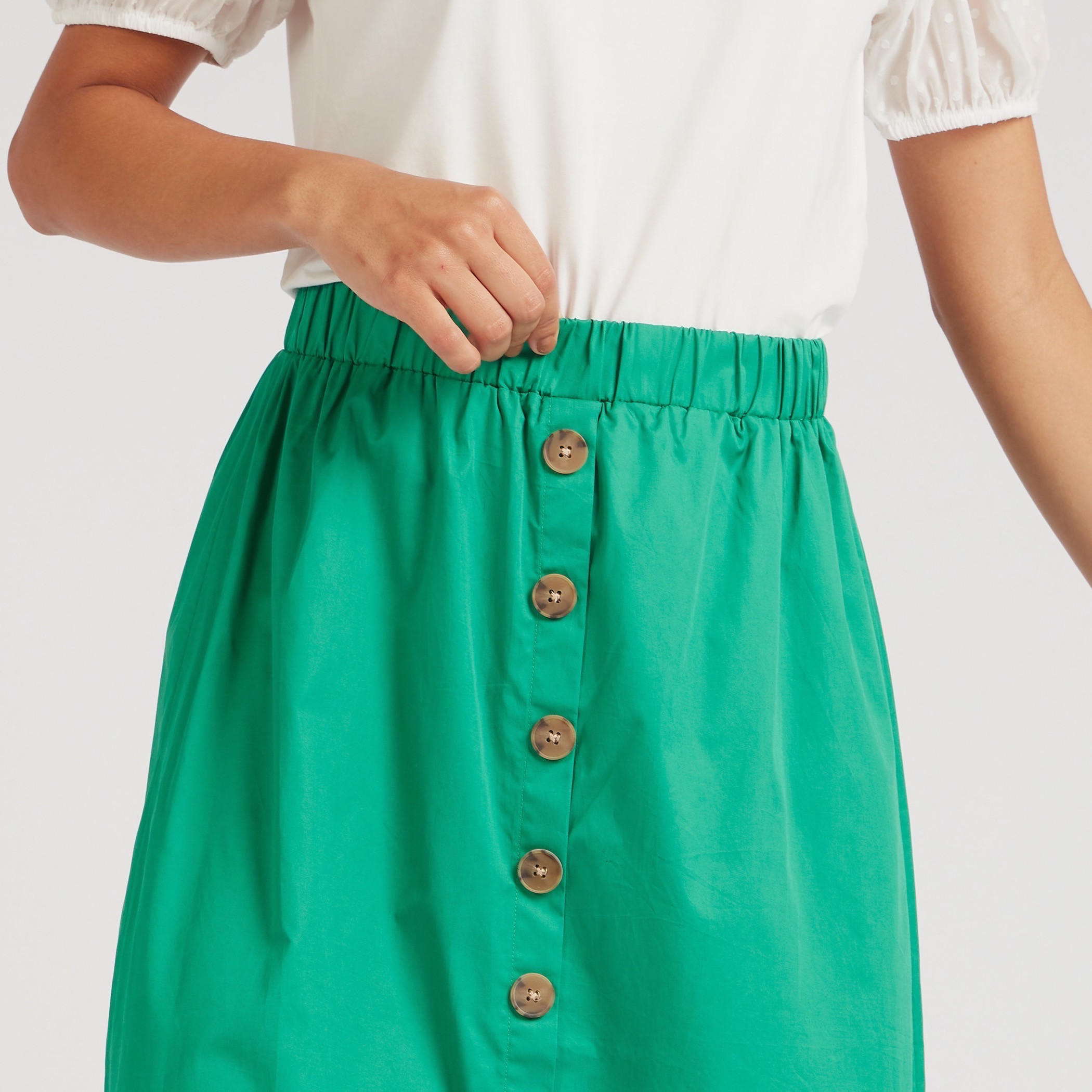 2Xtremz Solid Midi A-line Skirt with Elasticated Waistband-women-clothing-bottoms-skirts-image-3
