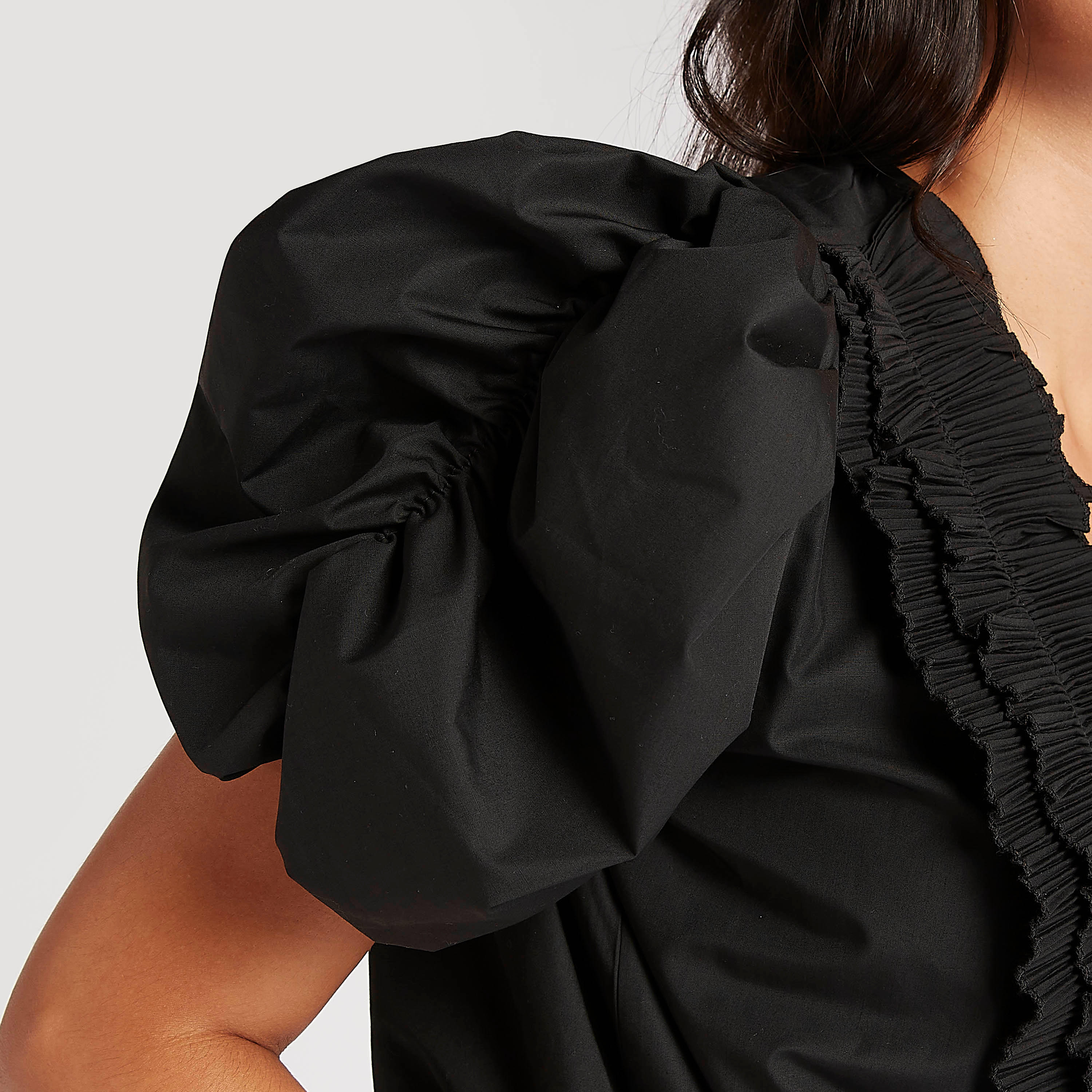 قميص سادة بأكمام منفوخة بارز الملمس وتفاصيل كشكشة من تو إكستريمز-women-clothing-shirtsandblouses-blouses-image-3