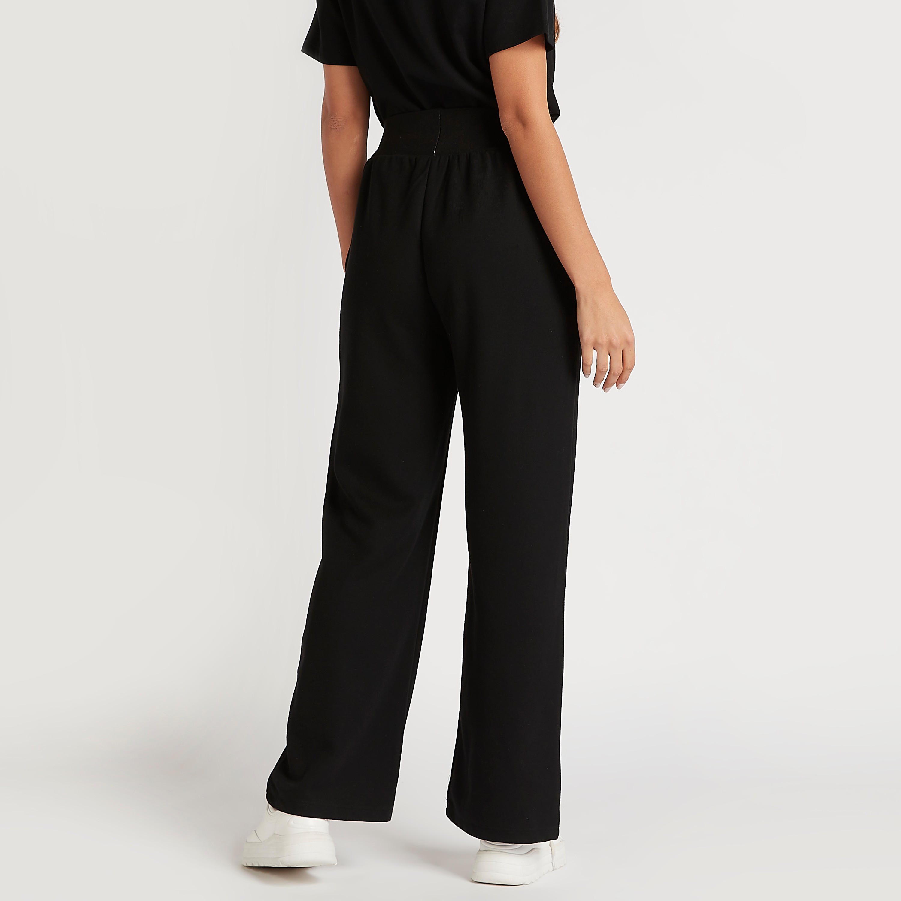 بنطلون رياضي سادة بخصر متوسّط الارتفاع وخصر بطبعات من تو إكستريمز-women-clothing-bottoms-joggers-image-4