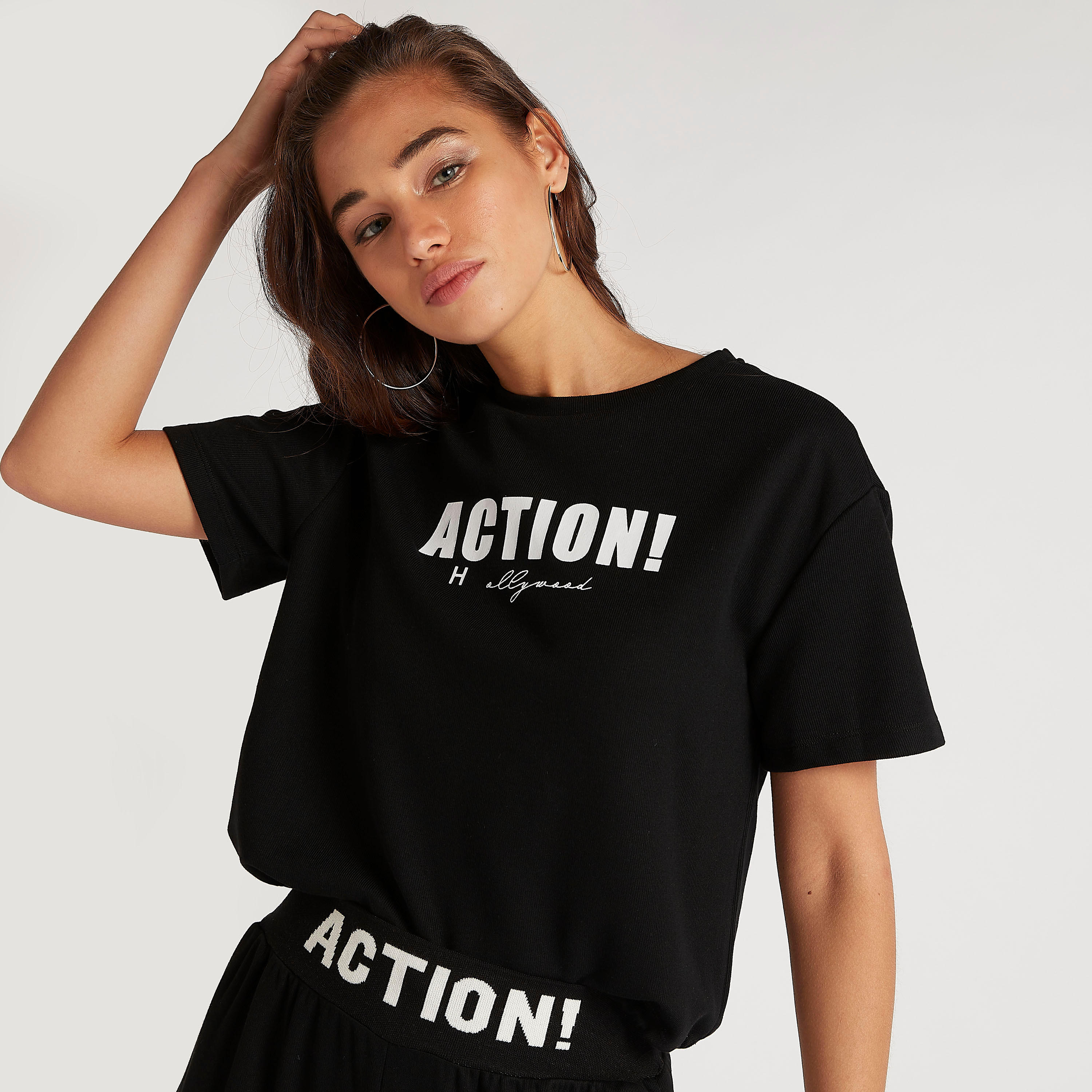 2Xtremz Printed Crew Neck T-shirt with Short Sleeves-women-clothing-tshirts-image-1