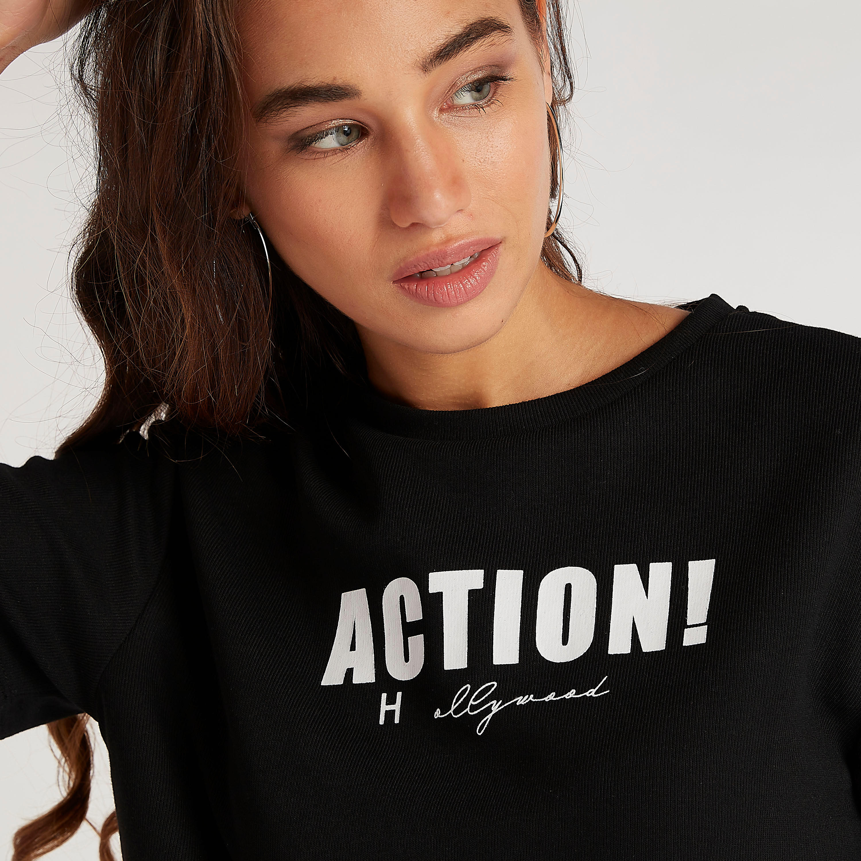 2Xtremz Printed Crew Neck T-shirt with Short Sleeves-women-clothing-tshirts-image-3