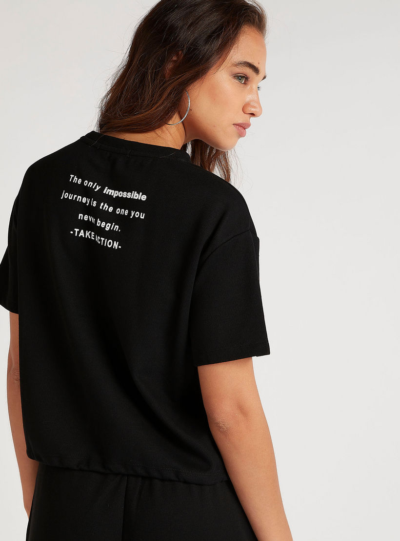 2Xtremz Printed Crew Neck T-shirt with Short Sleeves-women-clothing-tshirts-image-4