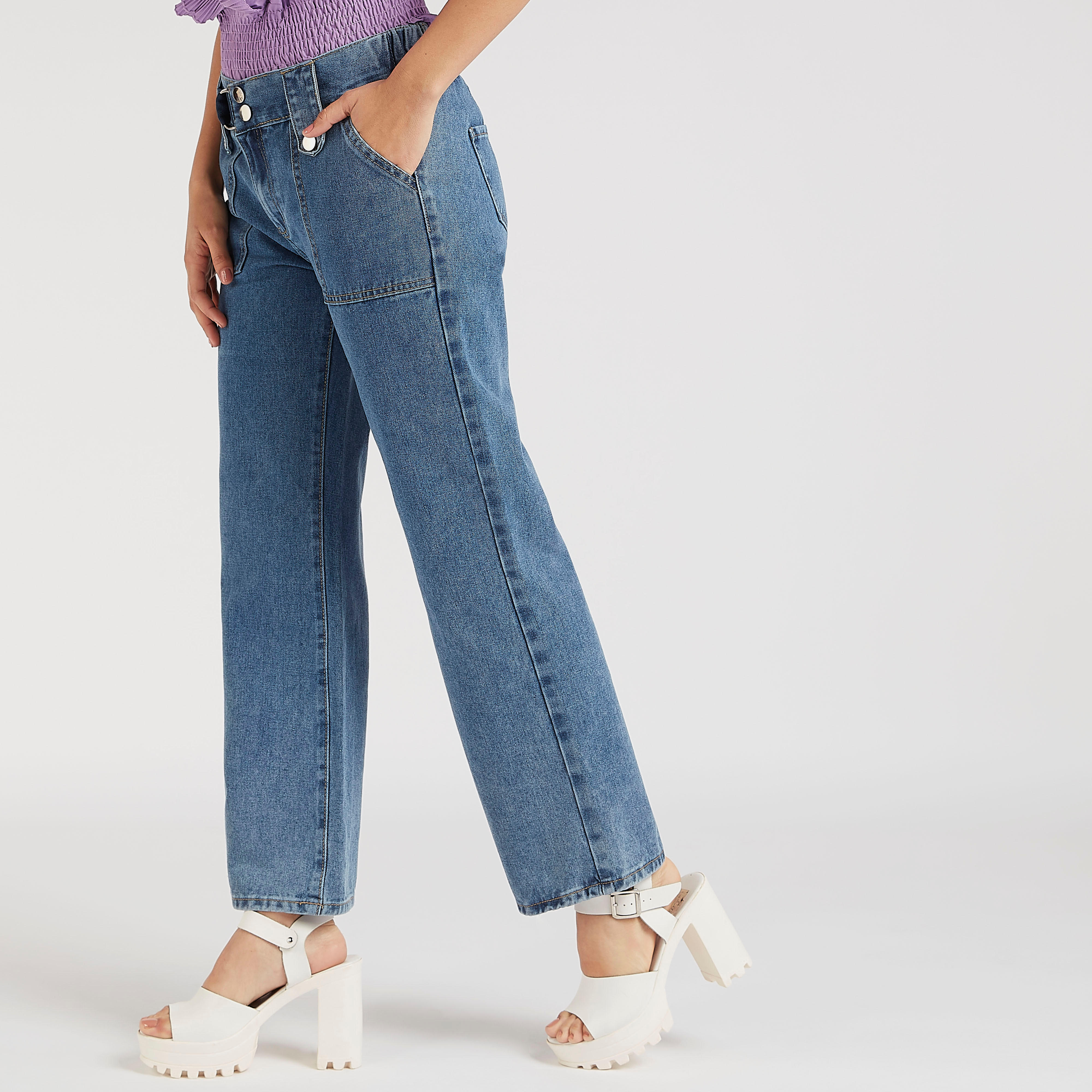 بنطلون دنيم بقصّة مستقيمة وجيوب من توإكستريمز-women-clothing-bottoms-jeans-image-5