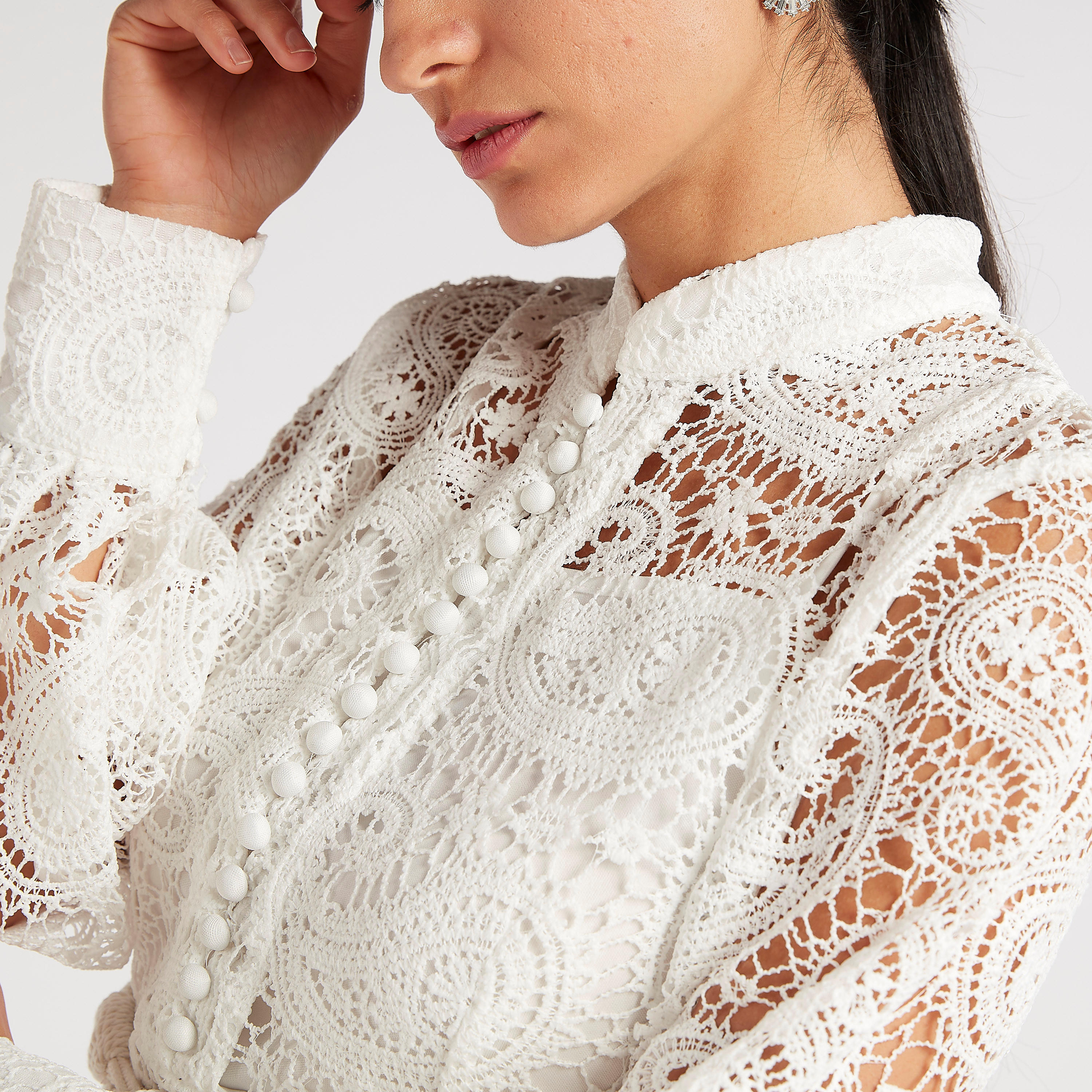 فستان إيه لاين ميدي دانتيل بأكمام طويلة وحزام من تو إكستريمز-women-clothing-dresses-image-7