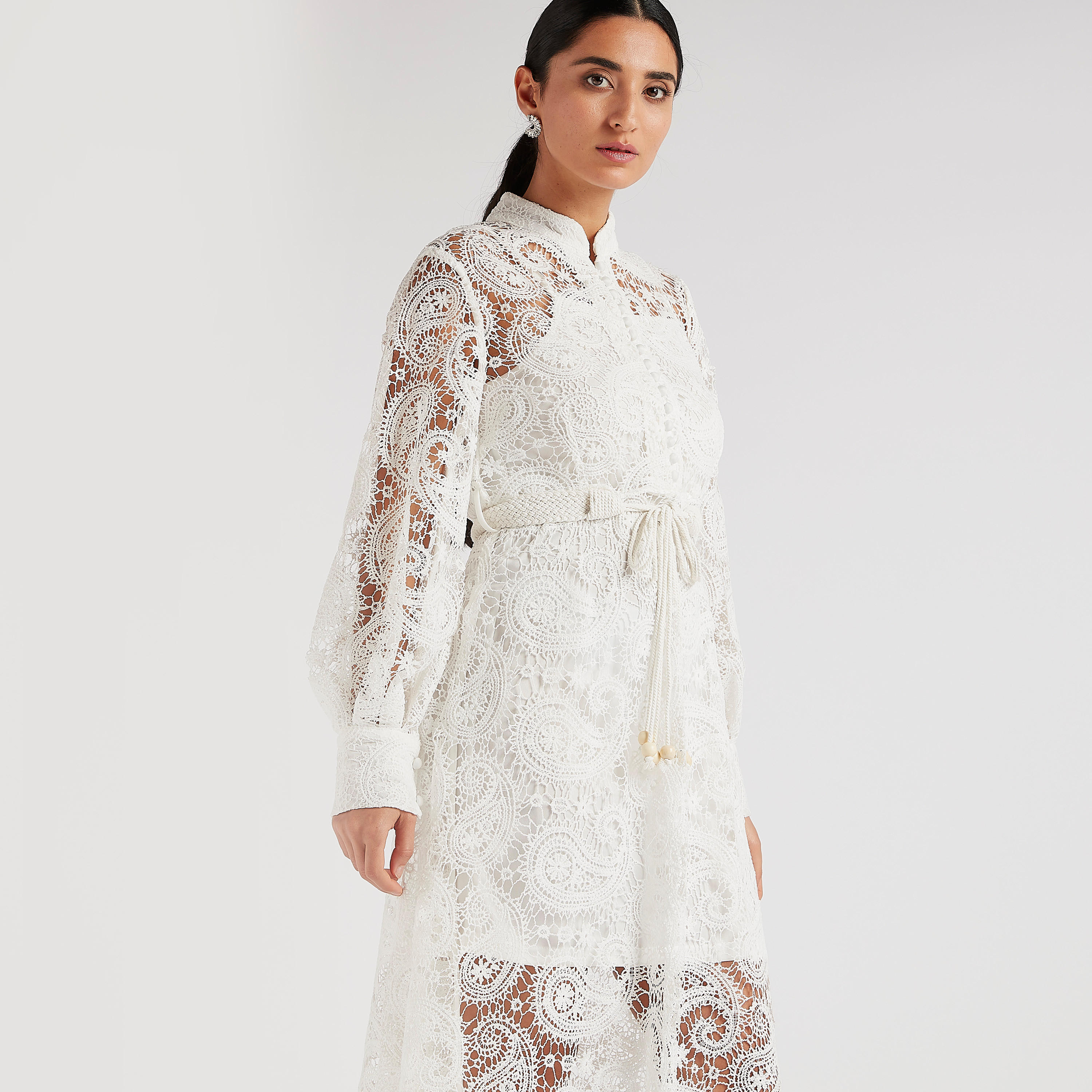 فستان إيه لاين ميدي دانتيل بأكمام طويلة وحزام من تو إكستريمز-women-clothing-dresses-image-9