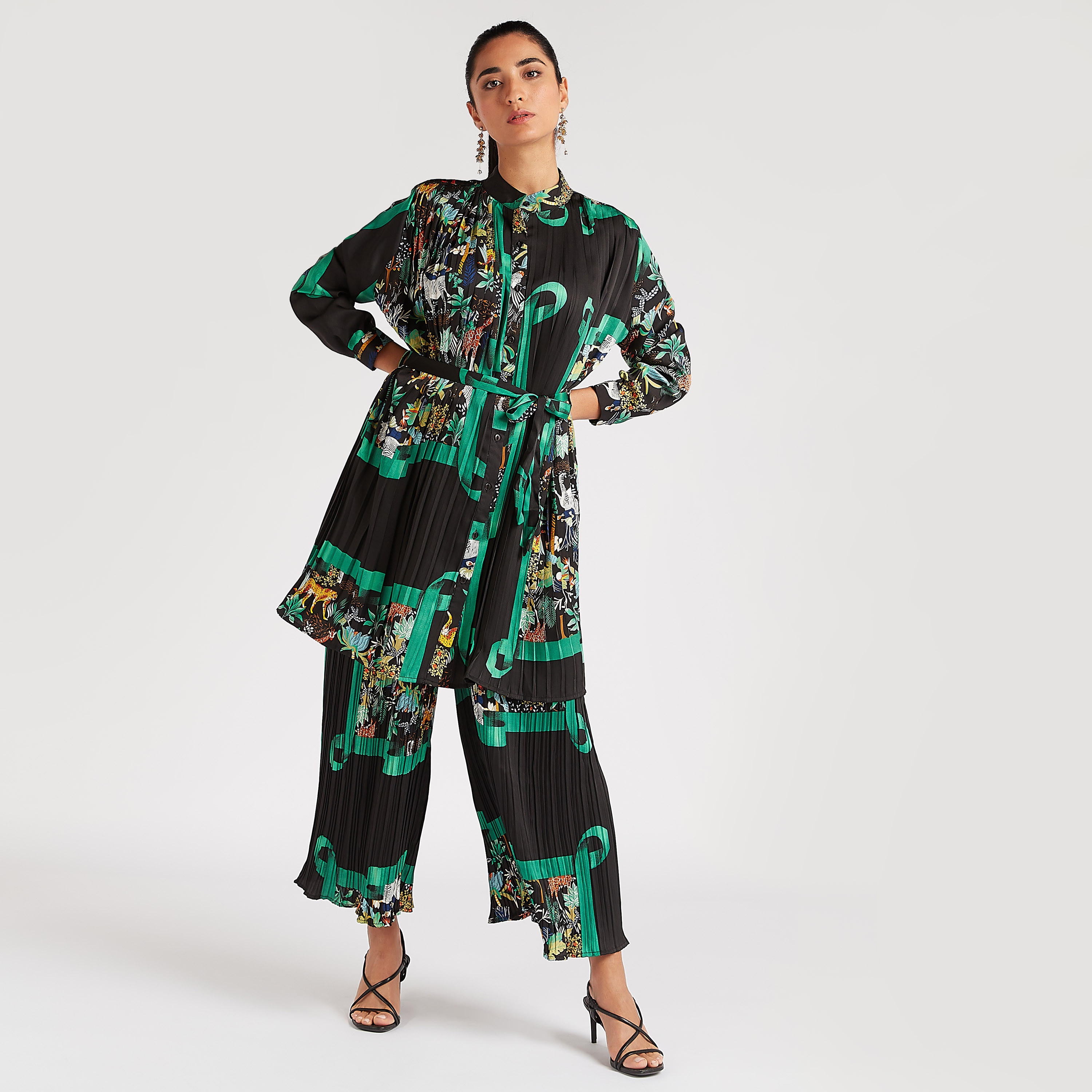 تونيك بطبعات وثنايا وياقة ماندارين من تو إكستريمز-women-clothing-shirtsandblouses-blouses-image-7