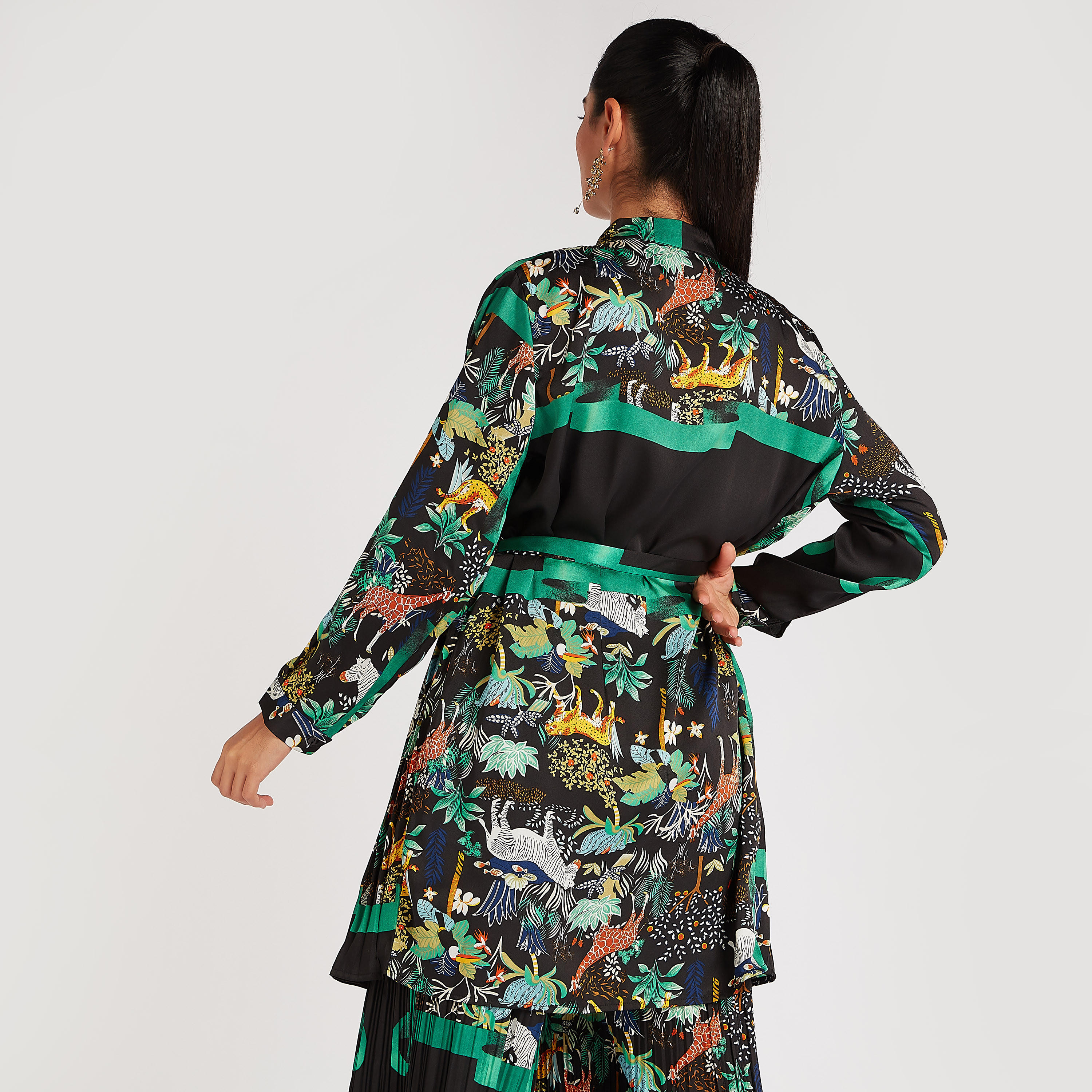 تونيك بطبعات وثنايا وياقة ماندارين من تو إكستريمز-women-clothing-shirtsandblouses-blouses-image-5